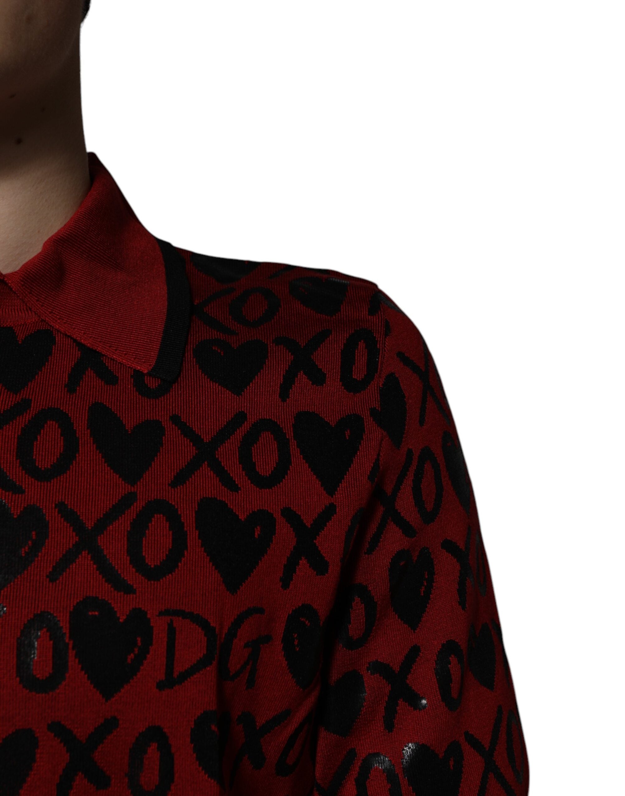 Dolce & Gabbana Red Cotton XOXO Collared Polo T-shirt Dolce & Gabbana