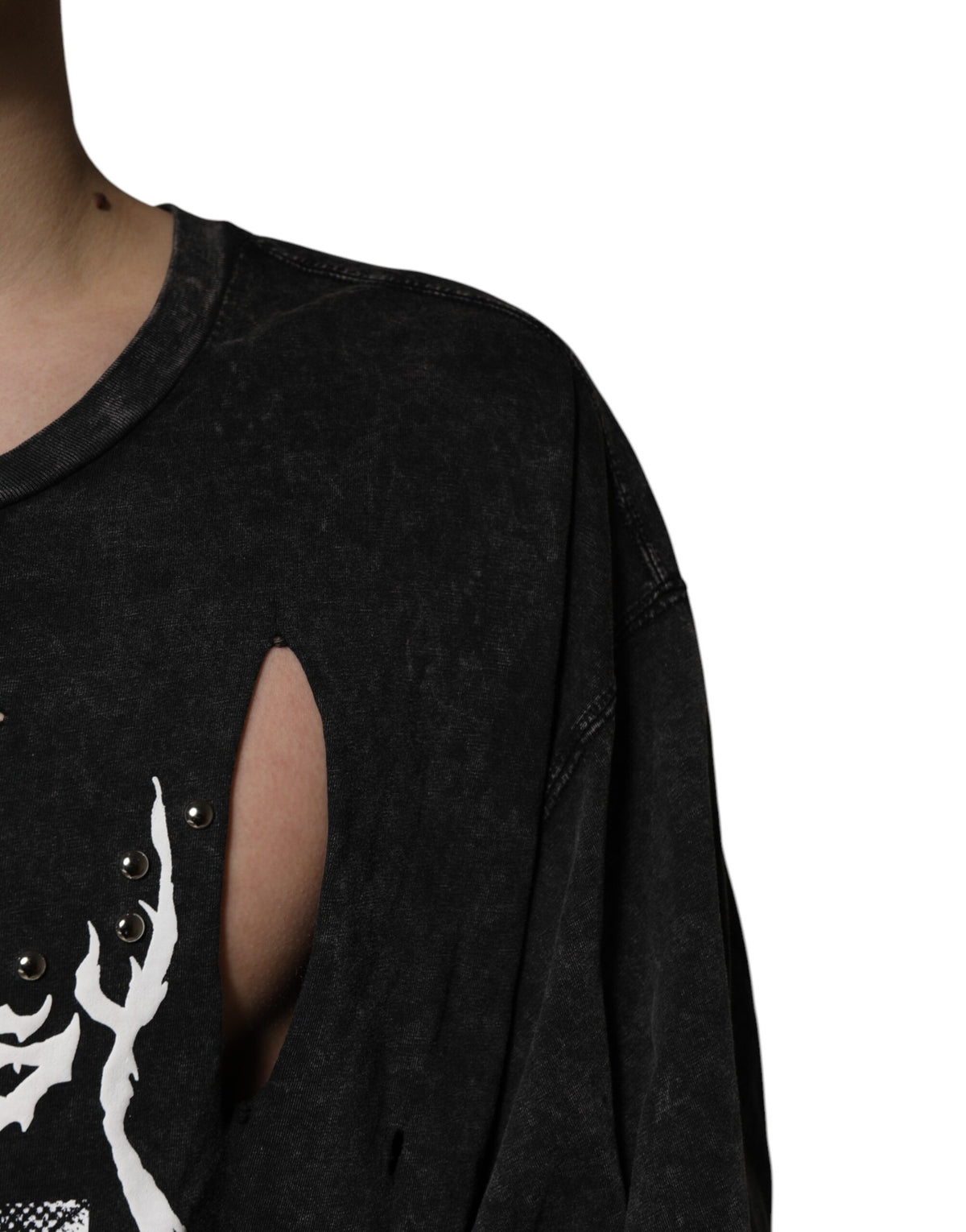 Dolce & Gabbana Black Graphic Print Cotton Crew Neck T-shirt