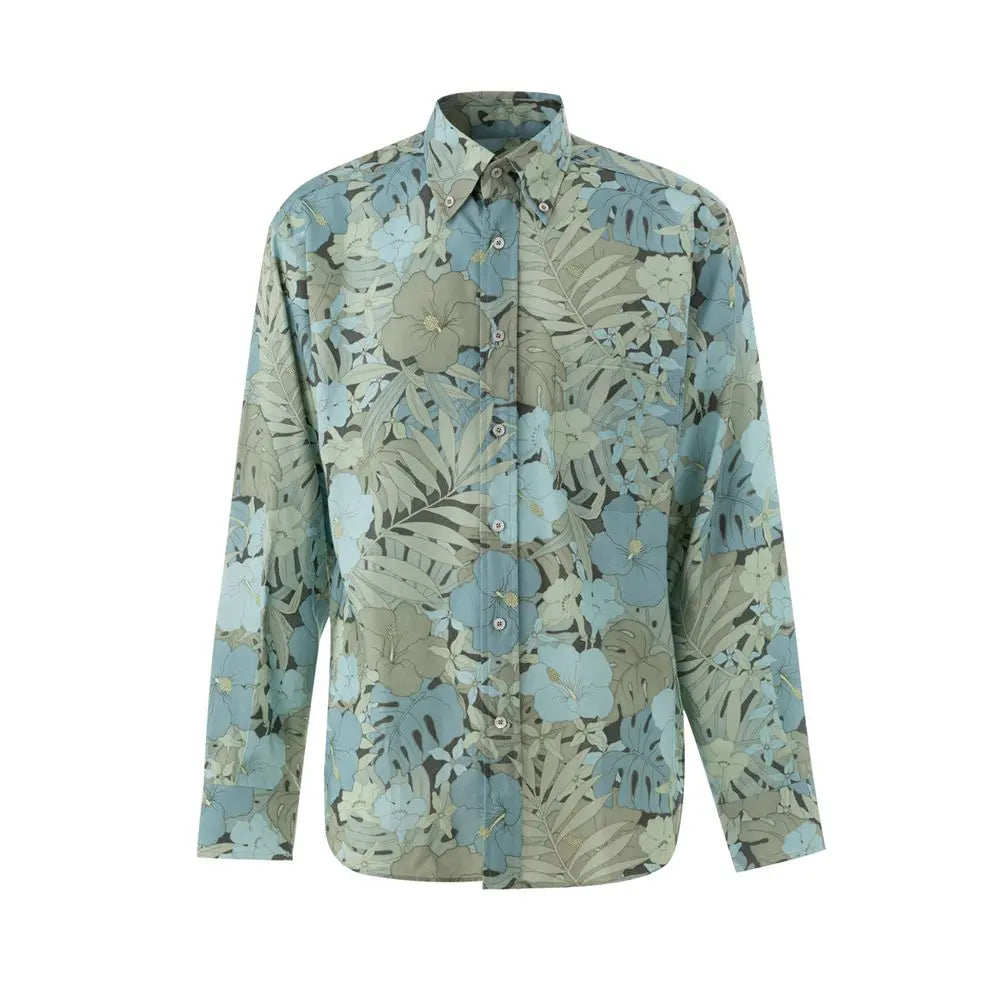 Tom Ford Blue Lyocell Pattern Shirt Tom Ford