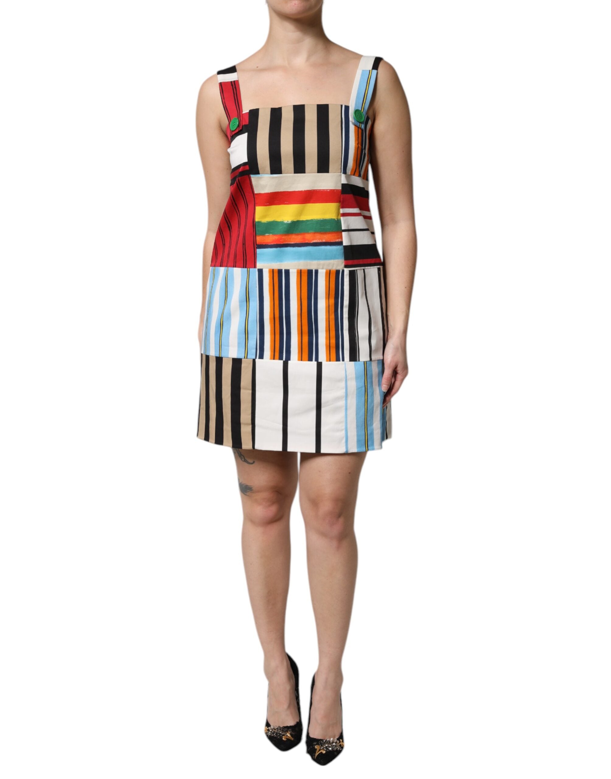 Dolce & Gabbana Multicolor Cotton Stripe Sleeveless Dress Dolce & Gabbana