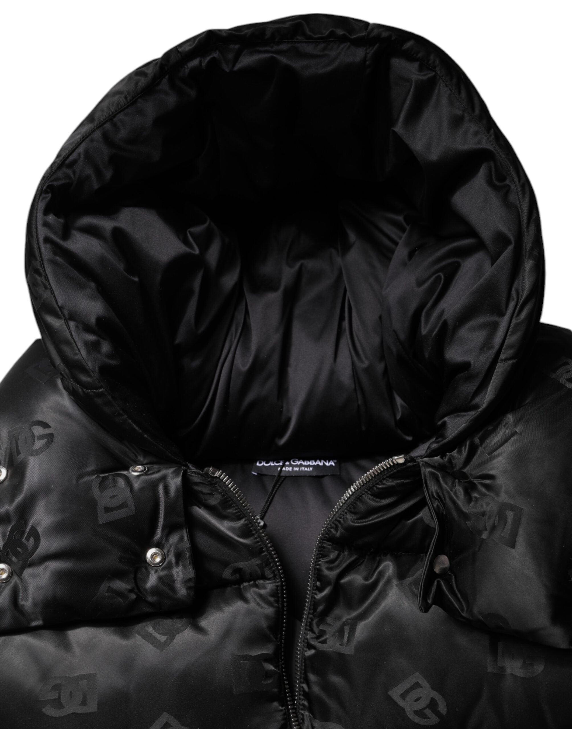 Dolce & Gabbana Black Padded Puffer Hooded Full Zip Cropped Jacket Dolce & Gabbana