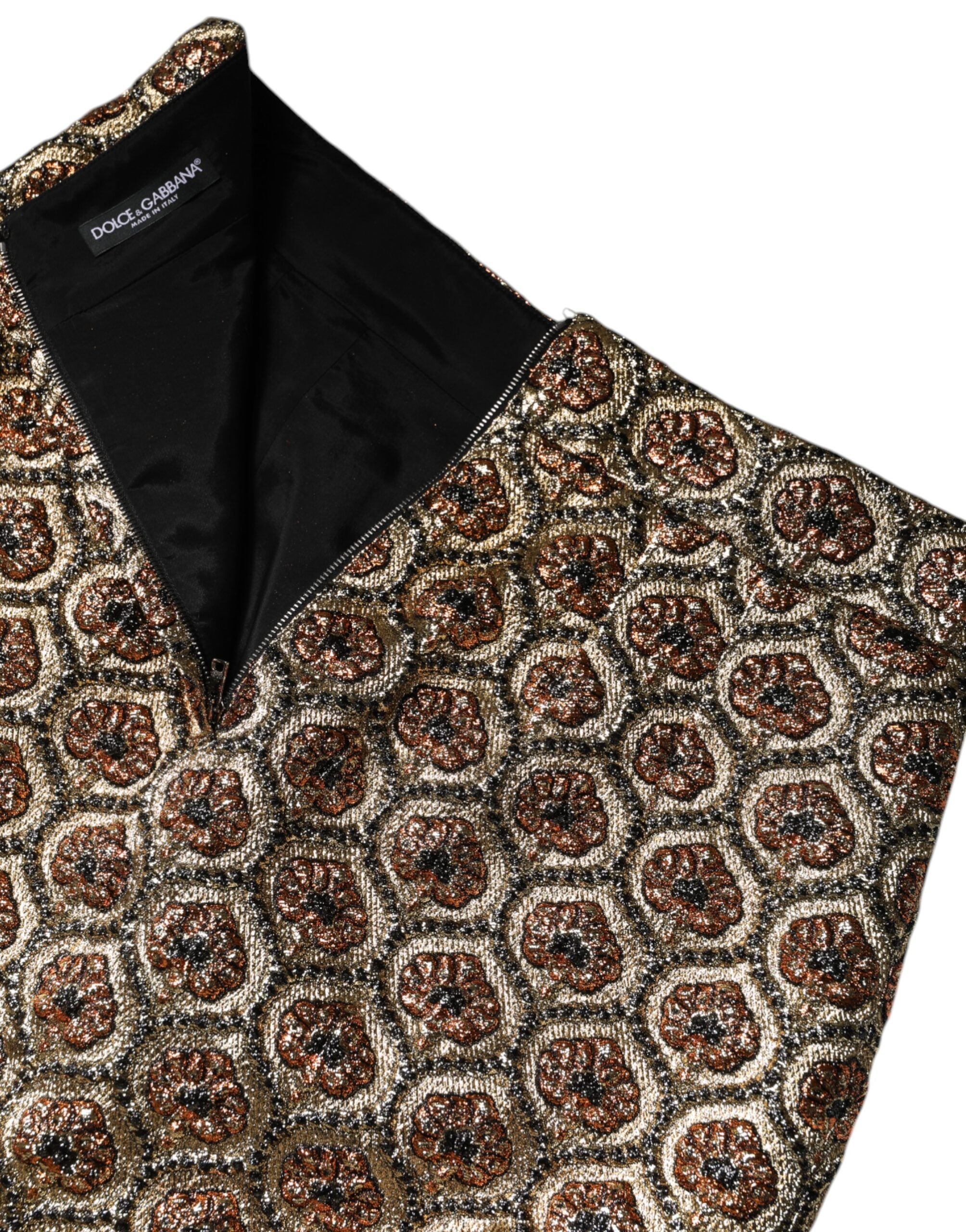 Dolce & Gabbana Brown Polyester Brocade A-line Mini Skirt Dolce & Gabbana