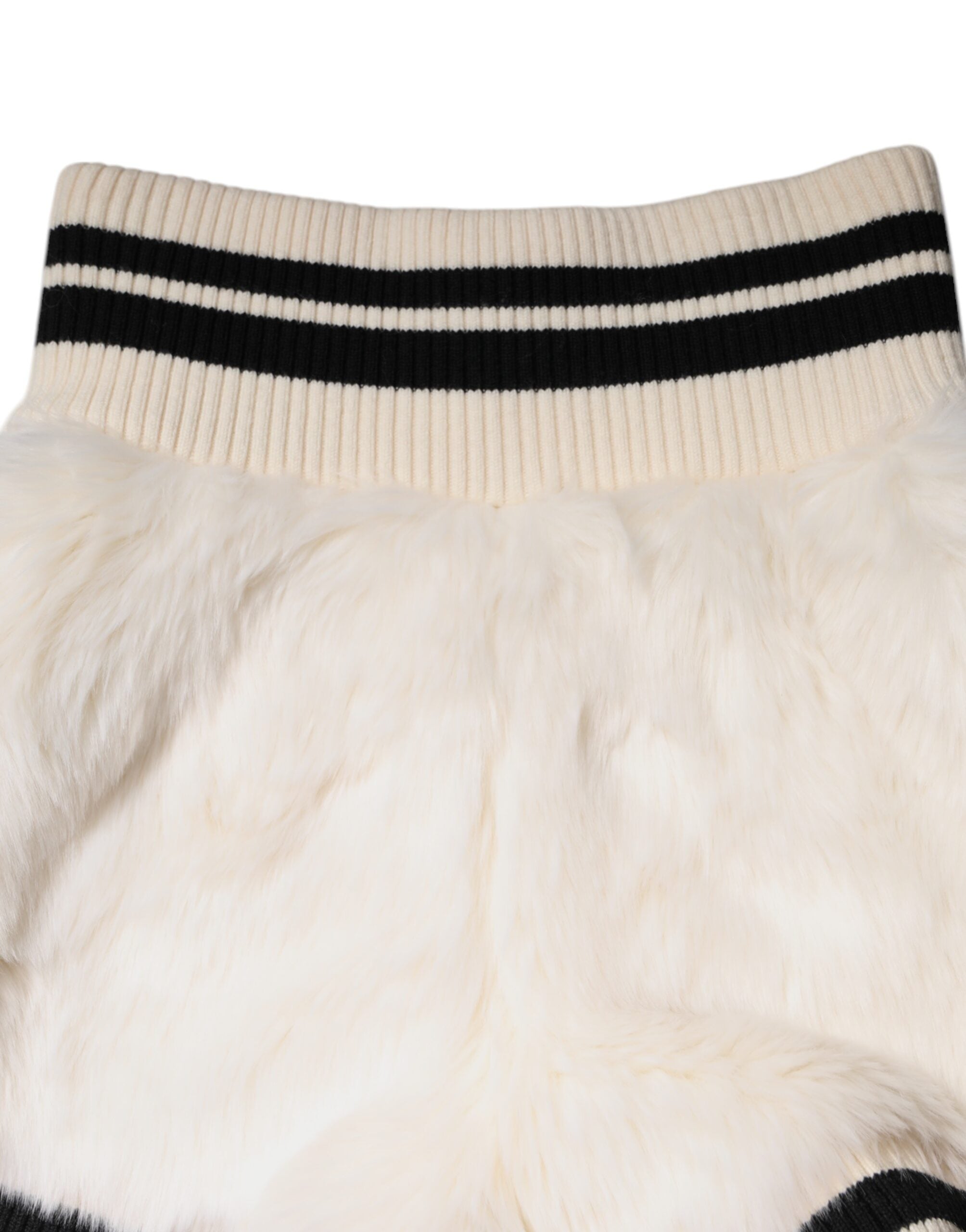 Dolce & Gabbana White Faux Fur High Waisted Hot Pants Short Dolce & Gabbana