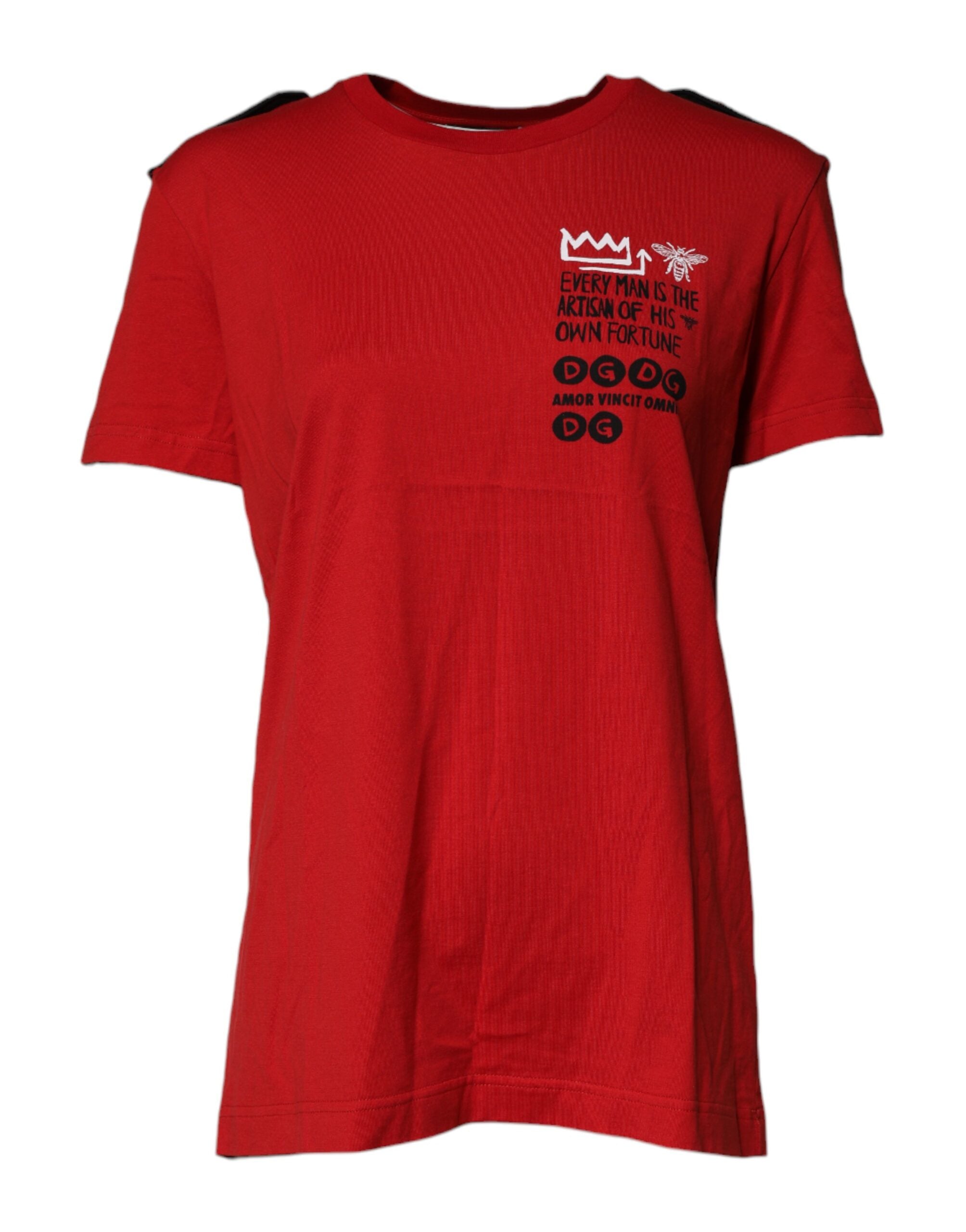 Dolce & Gabbana Red Cotton Graphic Print Crew Neck T-shirt Dolce & Gabbana