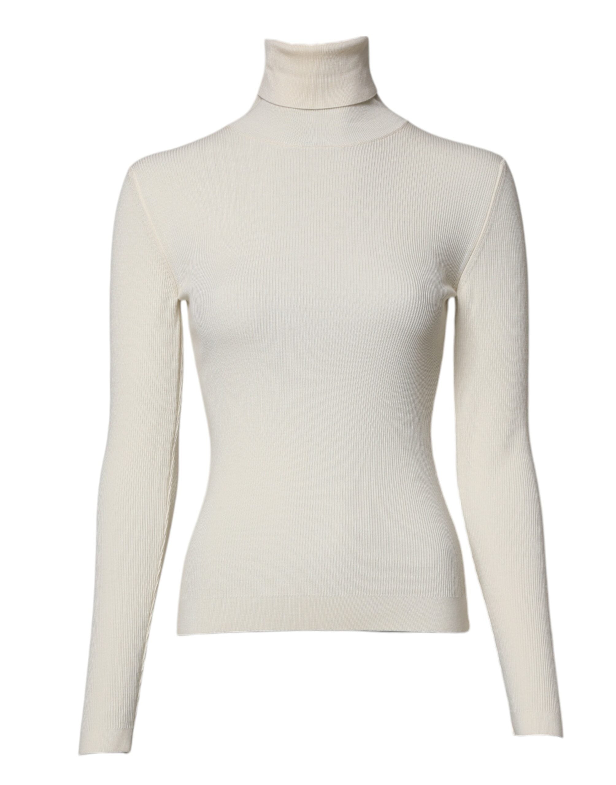 Dolce & Gabbana Cream Long Sleeves Turtleneck Slim Sweater Dolce & Gabbana