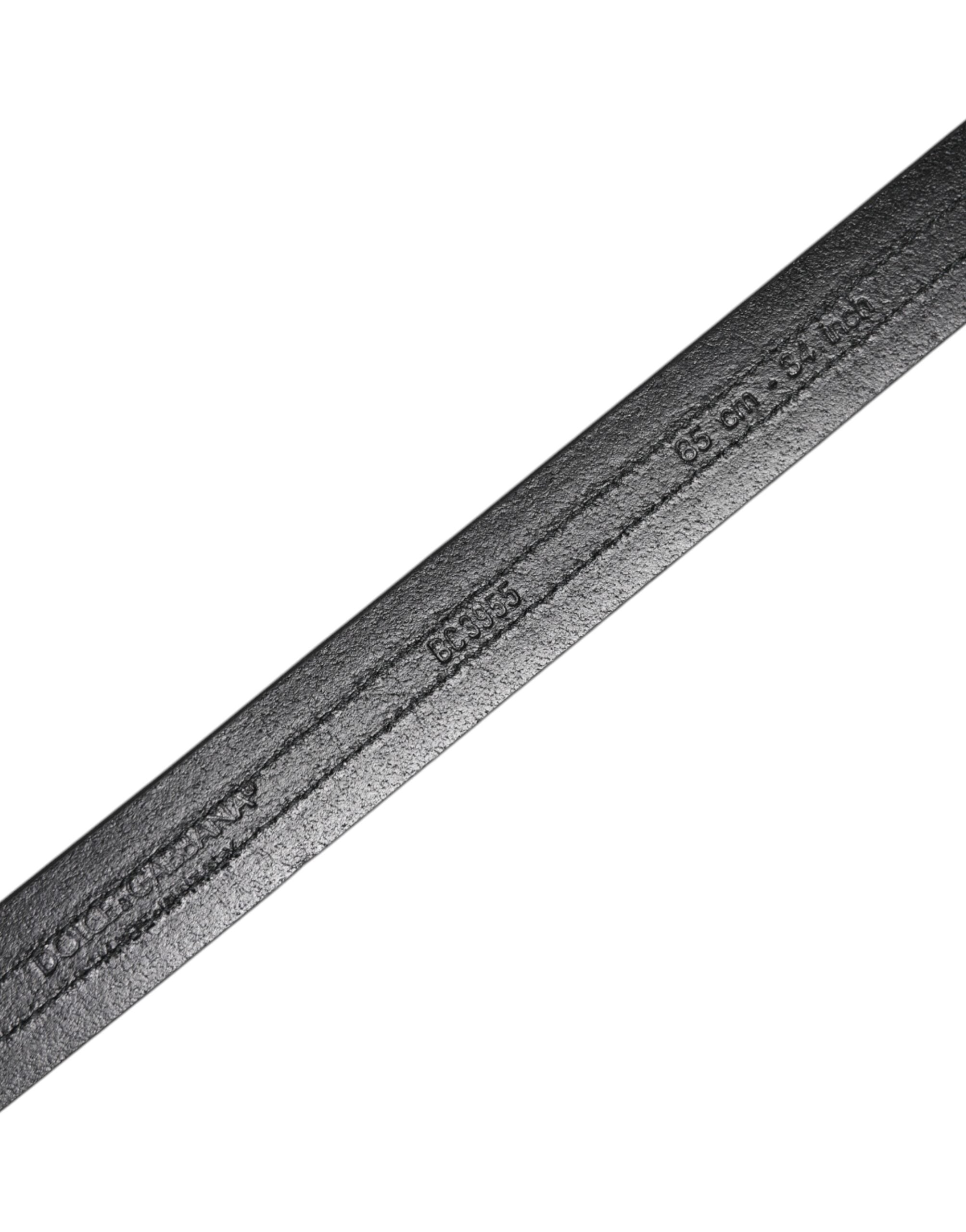 Dolce & Gabbana Black Burgundy Calfskin Metal Logo Buckle Belt Dolce & Gabbana