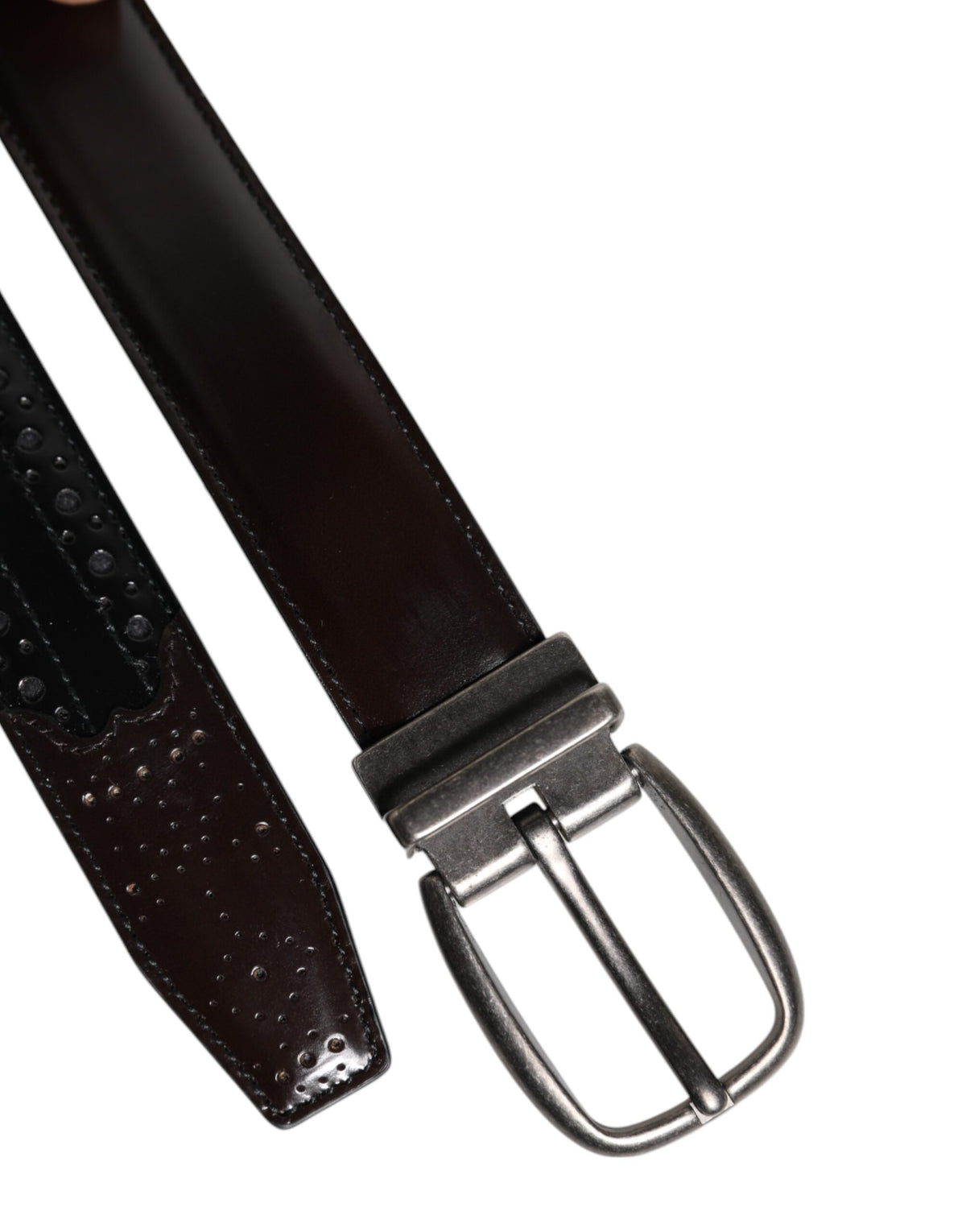 Dolce & Gabbana Black Brown Leather Classic Metal Buckle Belt