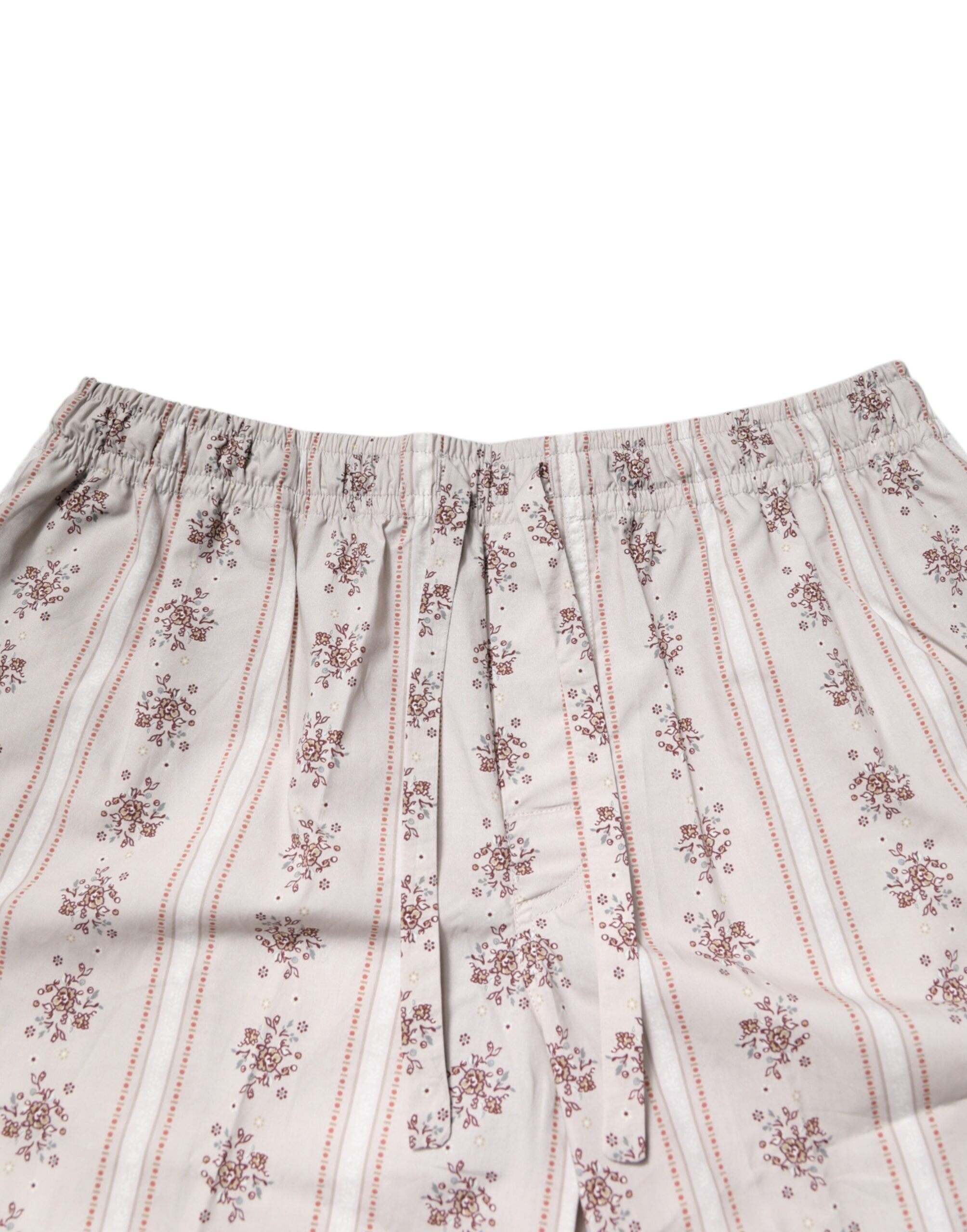 Dolce & Gabbana Beige Floral Print Cotton Men Pajama Set Sleepwear Dolce & Gabbana