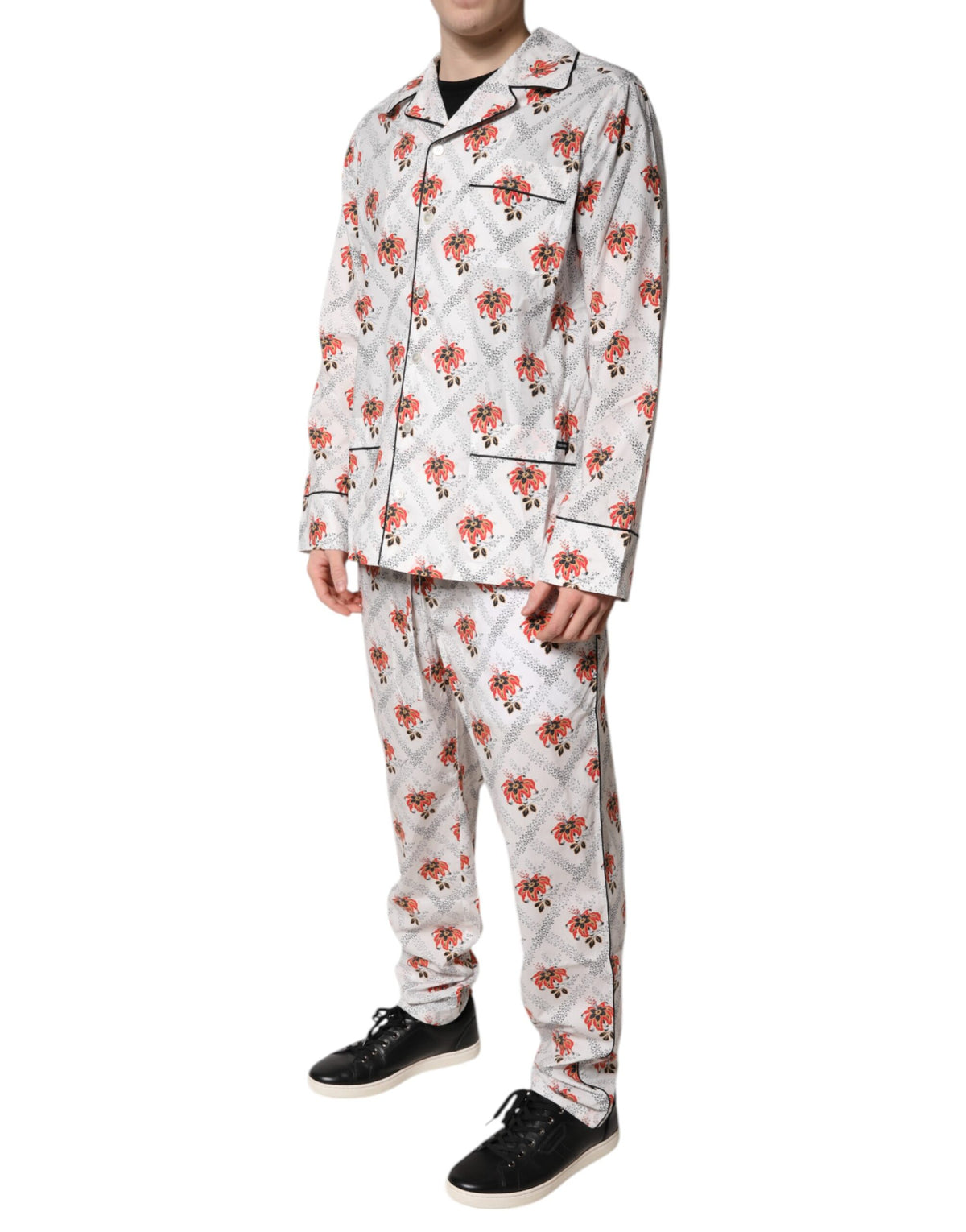 Dolce & Gabbana Multicolor Floral Print Cotton Pajama Set Sleepwear