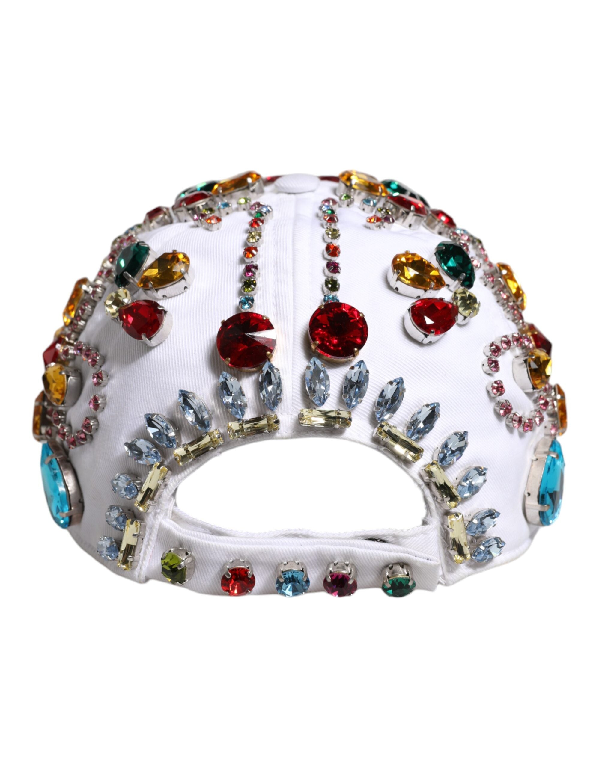 Dolce & Gabbana White Multicolor Crystal Embellish Baseball Cap Dolce & Gabbana