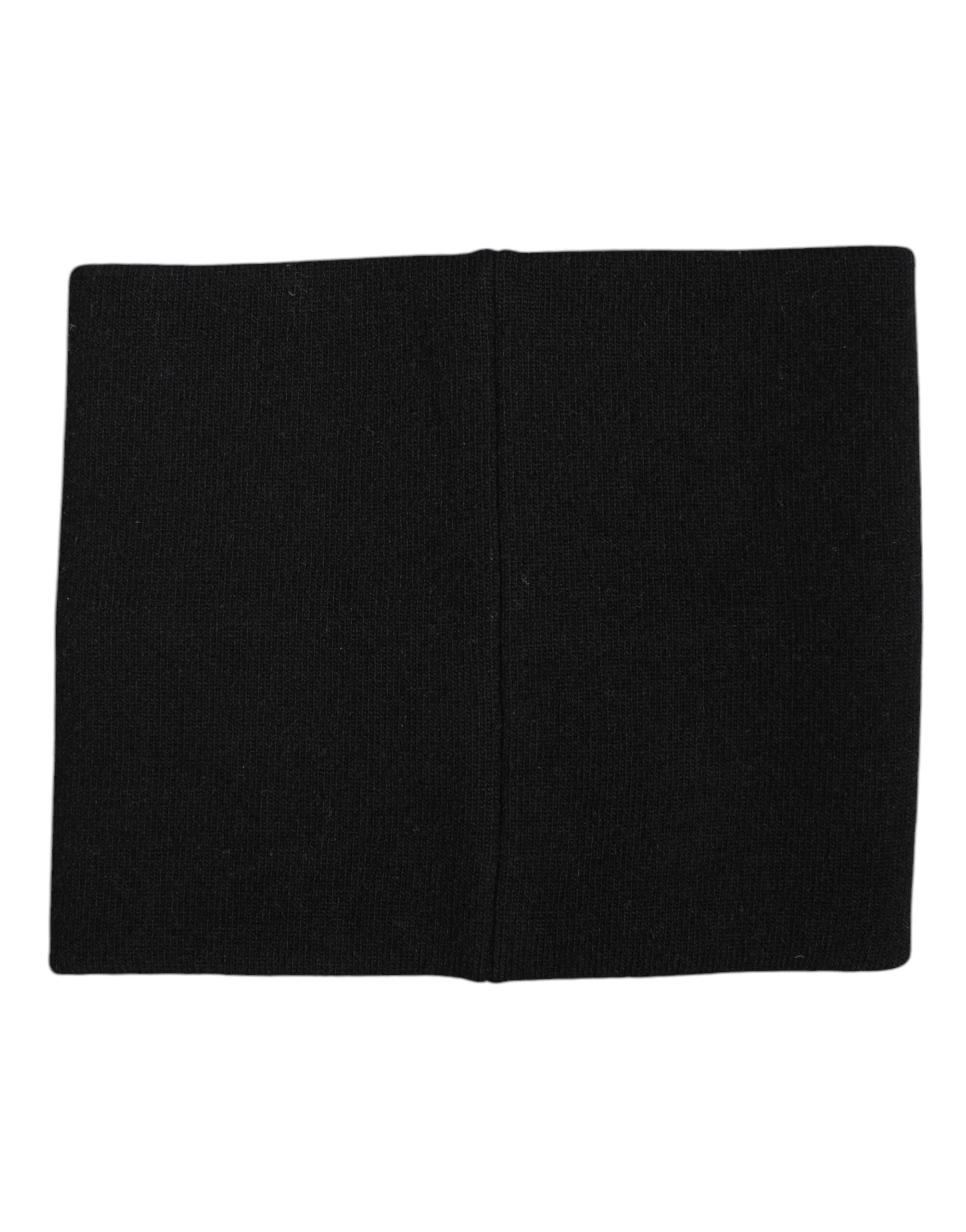 Dolce & Gabbana Black White Logo Print Knitted Neck Warmer Scarf Dolce & Gabbana