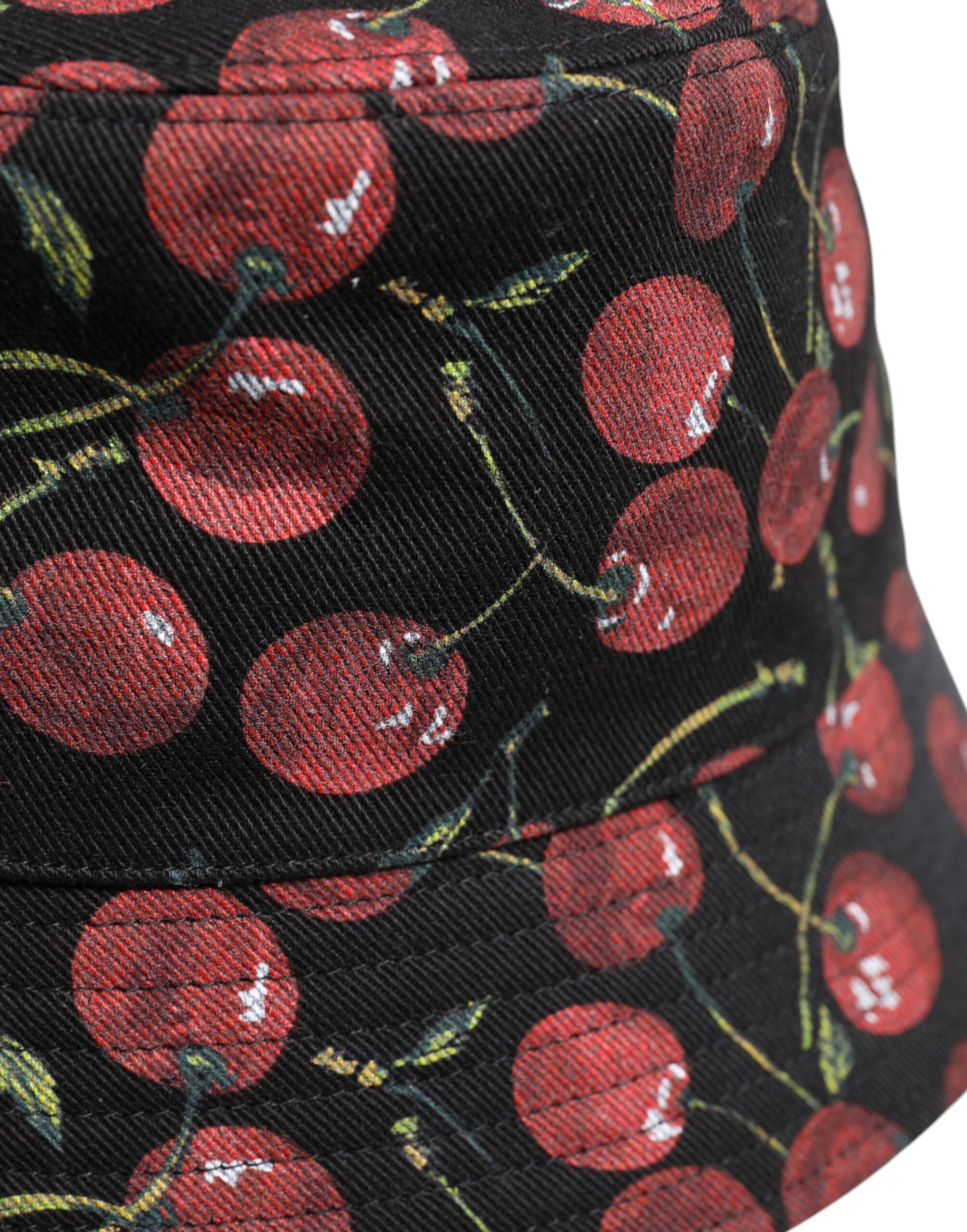 Dolce & Gabbana Black Cotton Printed Wide Brim Bucket Hat Dolce & Gabbana