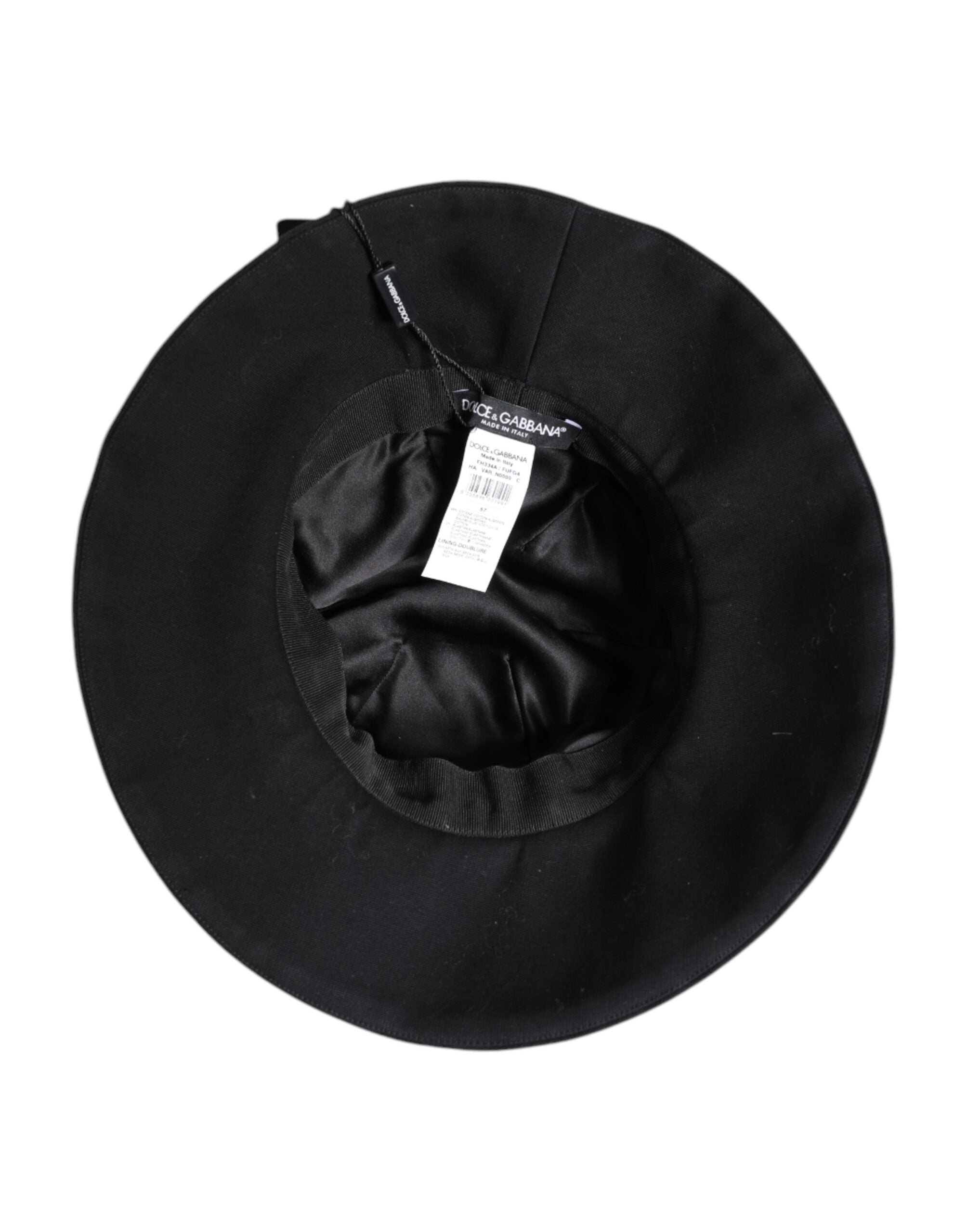 Dolce & Gabbana Black Cotton Wide Brim Bucket Hat Dolce & Gabbana