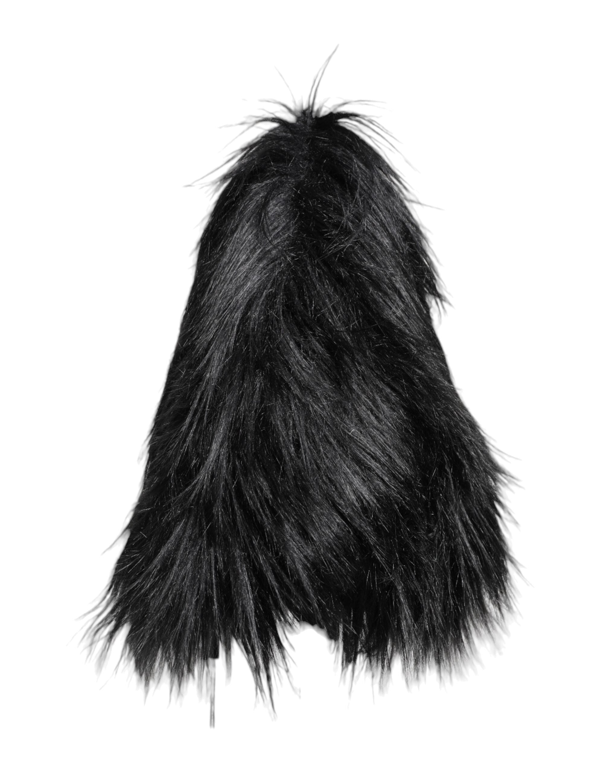 Dolce & Gabbana Black Acrylic Fur Womens Bucket Hat Dolce & Gabbana