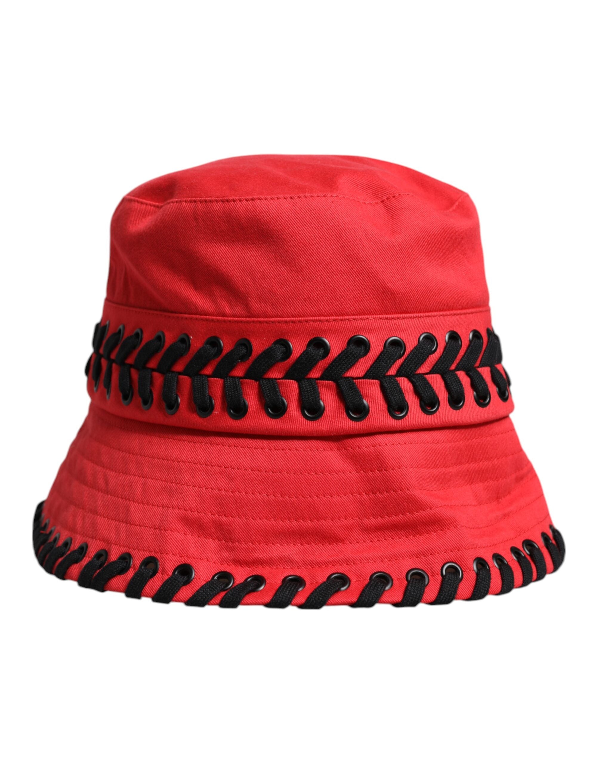 Dolce & Gabbana Red Lace Polyester Wide Brim Bucket Hat Dolce & Gabbana
