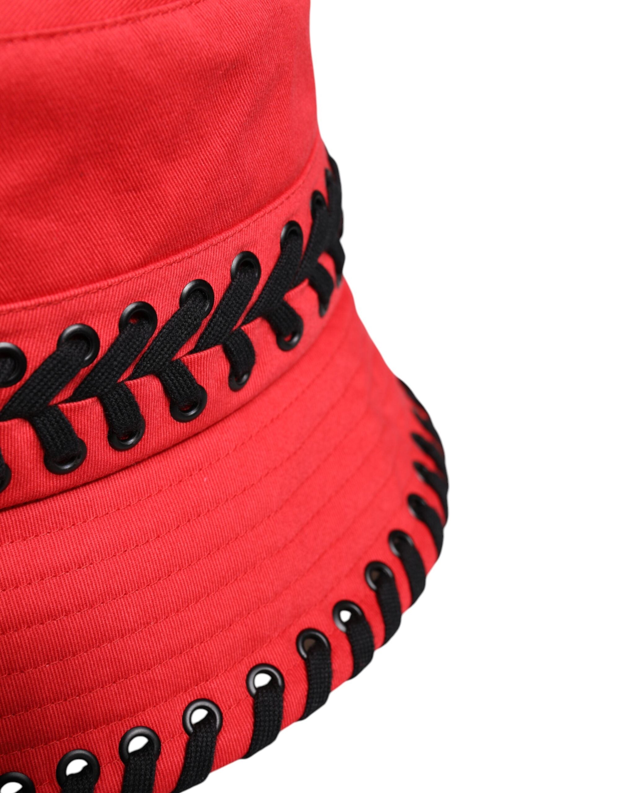 Dolce & Gabbana Red Lace Polyester Wide Brim Bucket Hat Dolce & Gabbana