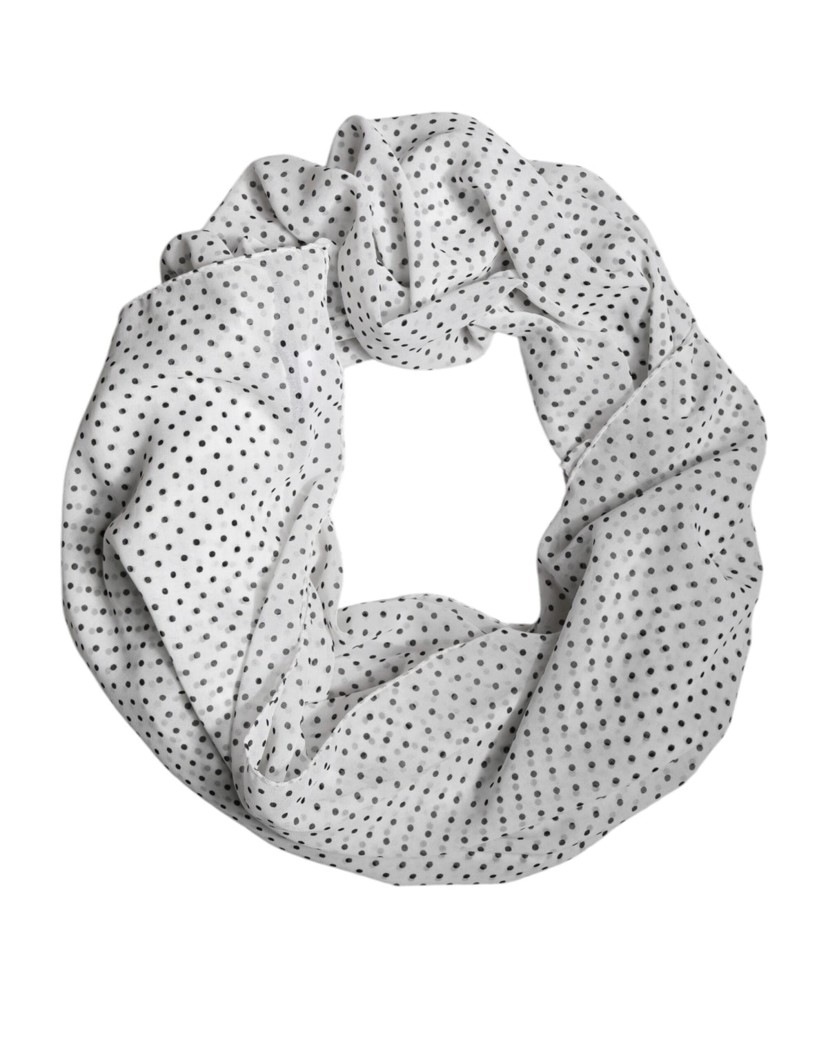 Dolce & Gabbana White Polka Dots Polyester Wrap Shawl Scarf