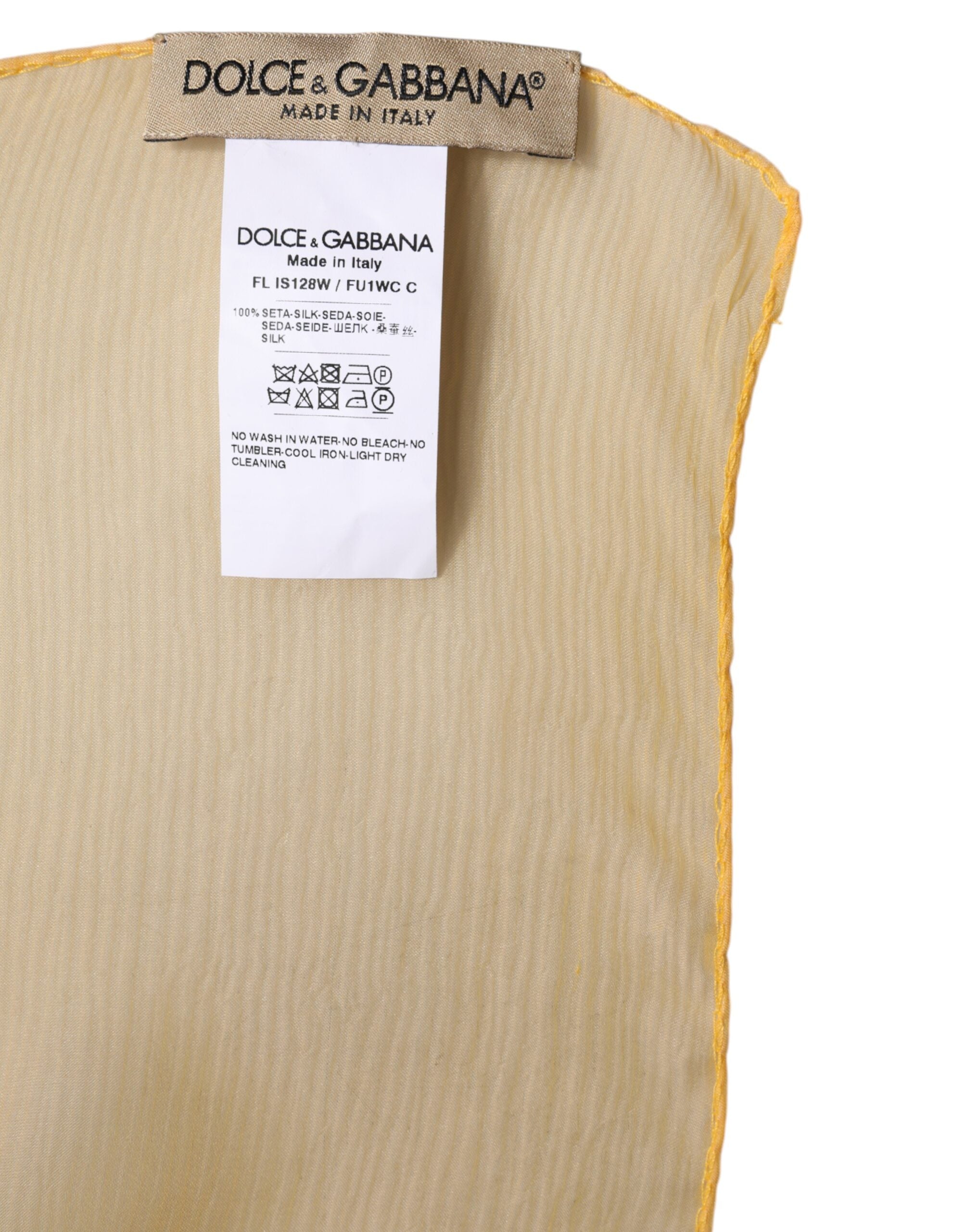Dolce & Gabbana Yellow Silk Rectangle Wrap Shawl Scarf Dolce & Gabbana