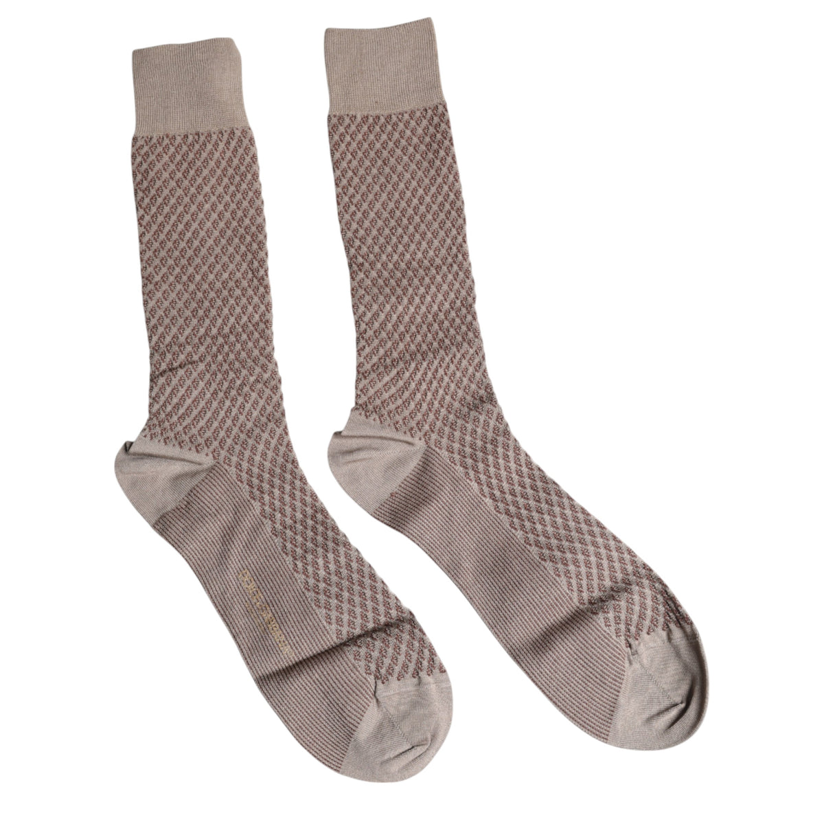 Dolce & Gabbana Brown Solid DG Logo Mid Calf Men Socks