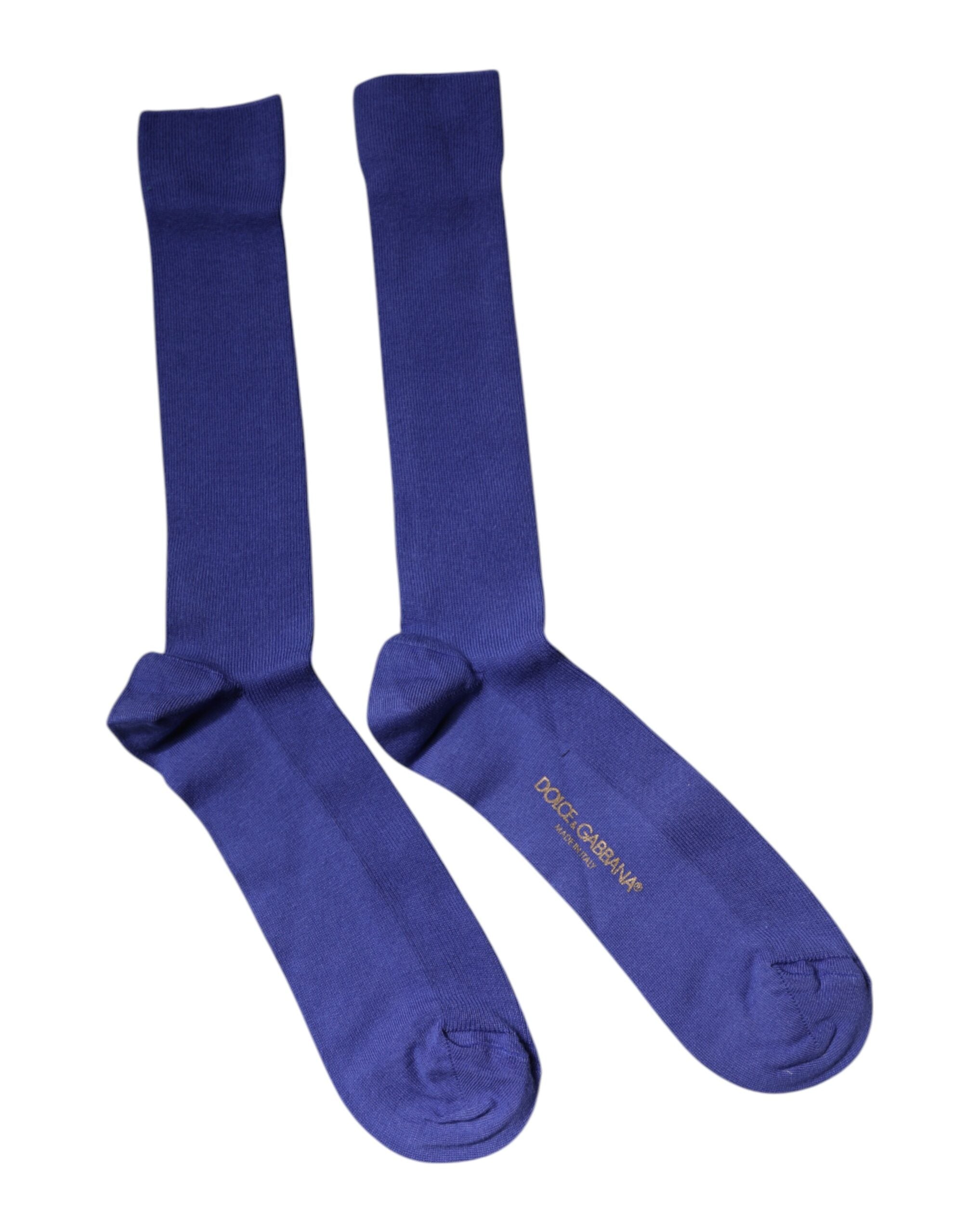 Dolce & Gabbana Purple Cotton Logo Over The Calf Socks Dolce & Gabbana