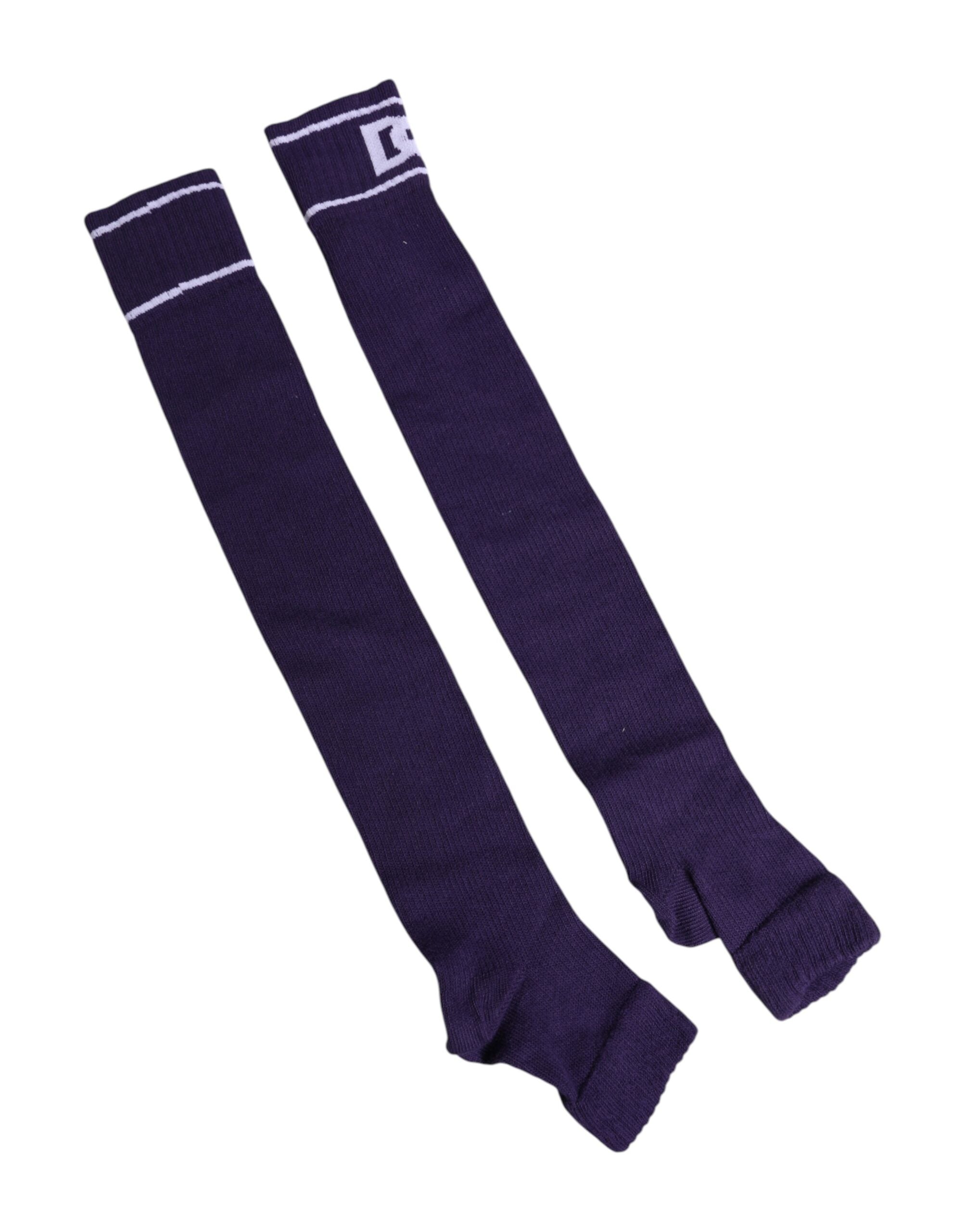 Dolce & Gabbana Purple Cotton DG Logo Print Open Toe Socks Dolce & Gabbana
