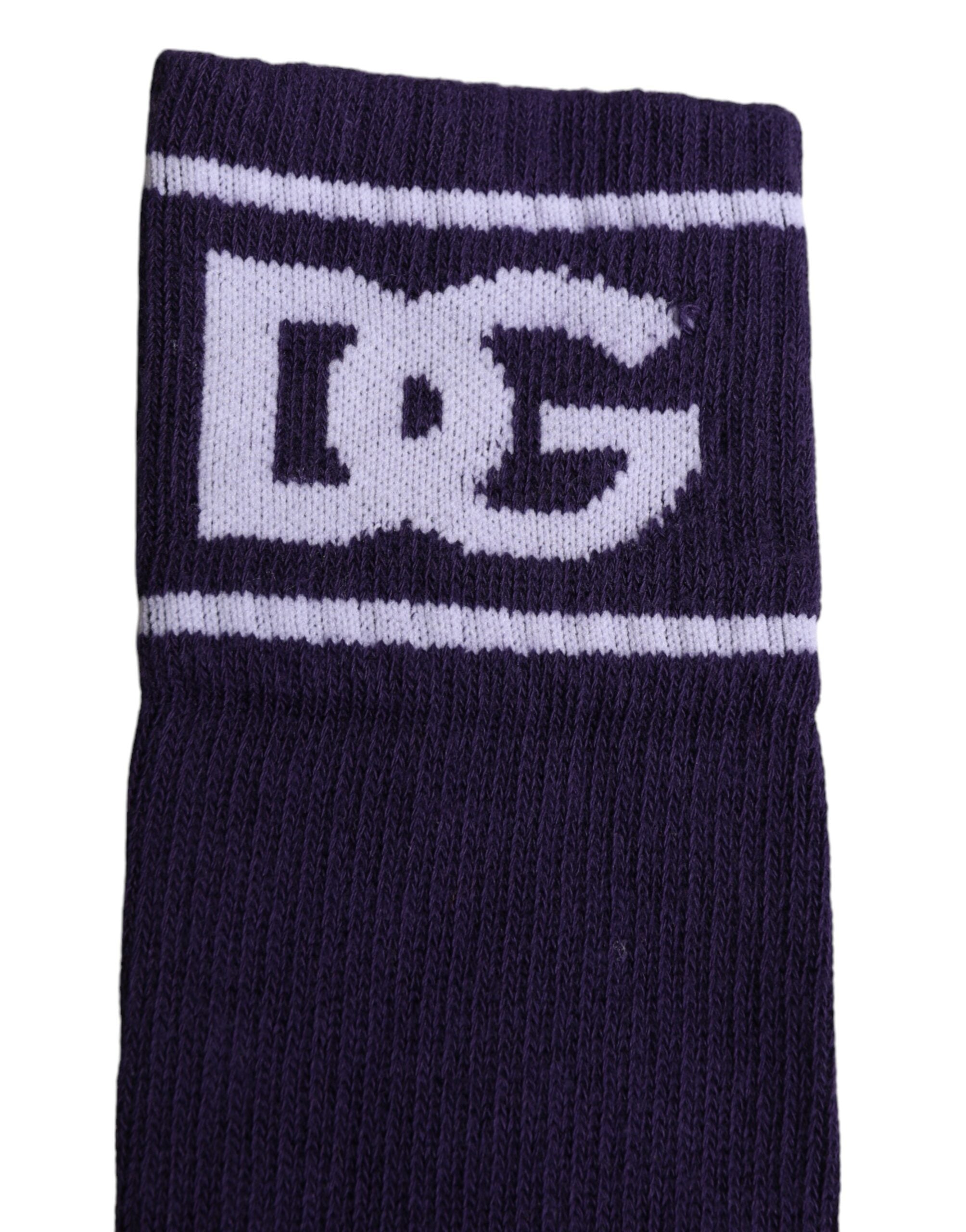 Dolce & Gabbana Purple Cotton DG Logo Print Open Toe Socks Dolce & Gabbana