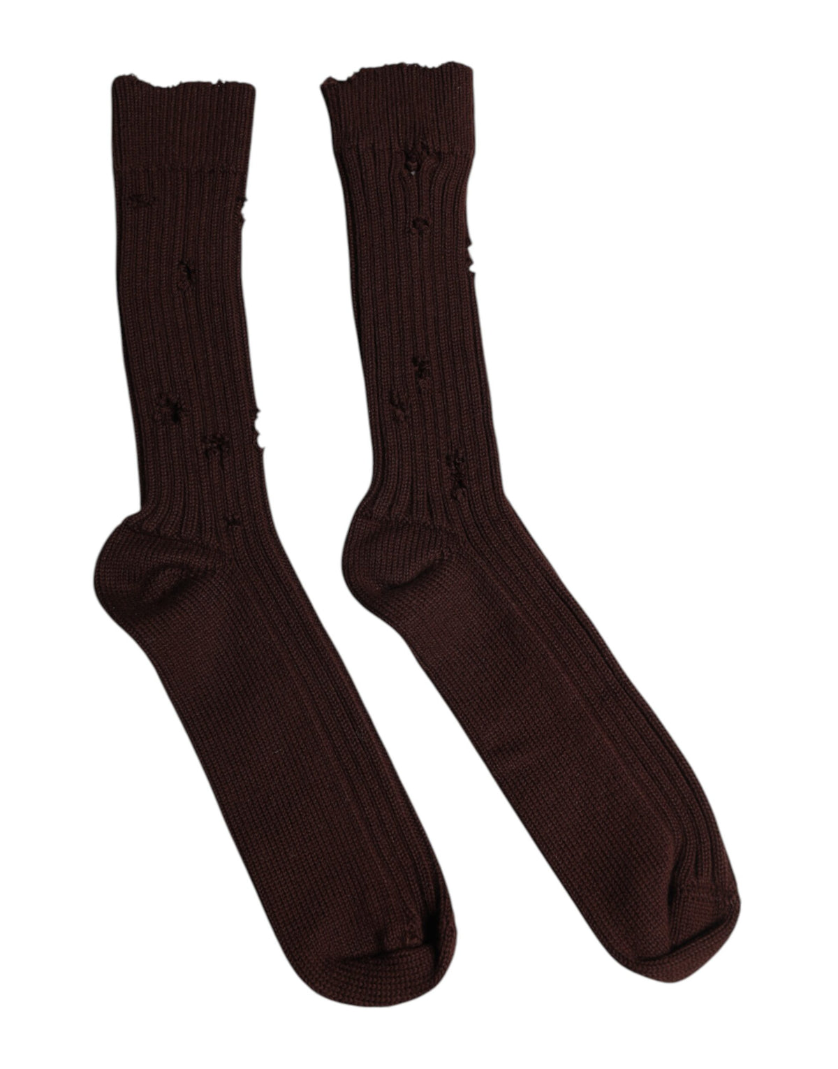 Dolce & Gabbana Brown Cotton Stretch Over The Calf Socks
