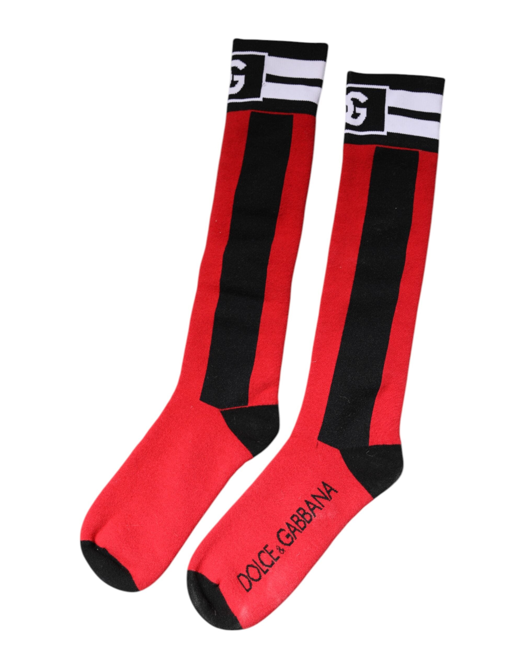 Dolce & Gabbana Red Cotton Stretch Printed Socks Dolce & Gabbana