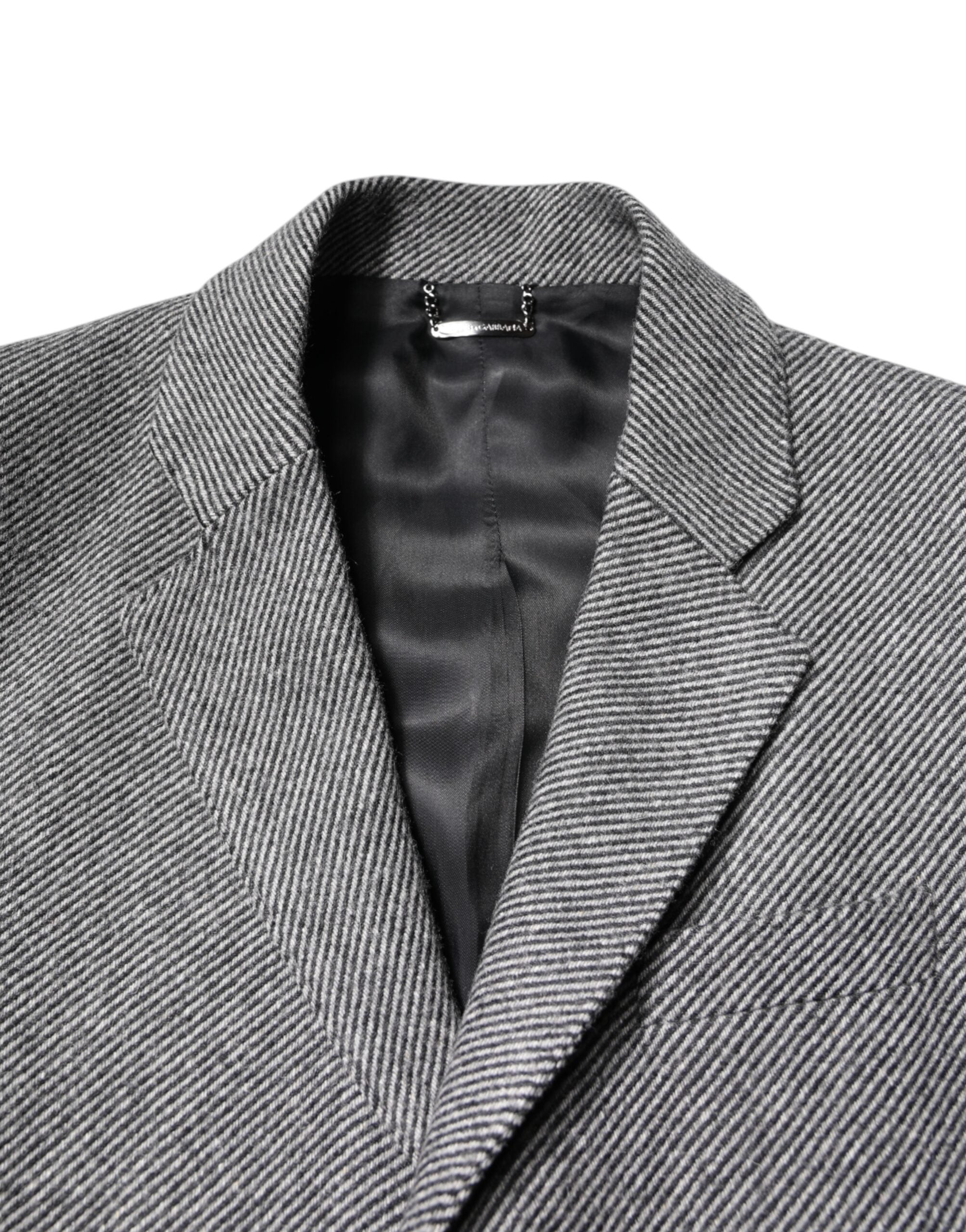 Dolce & Gabbana Gray Wool Single Breasted Trench Coat Jacket Dolce & Gabbana