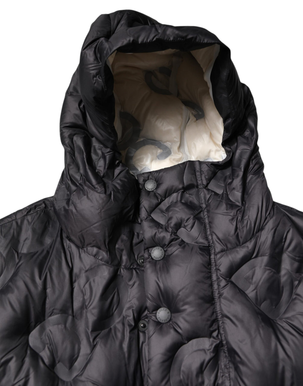 Dolce & Gabbana Black Hooded Parka Coat Winter Jacket