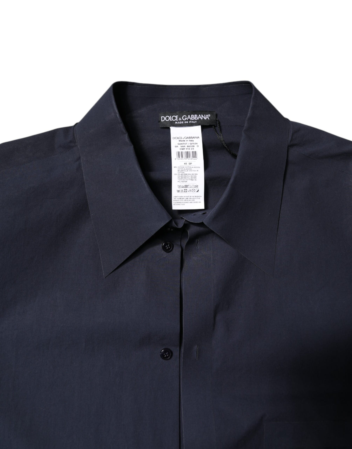 Dolce & Gabbana Dark Blue Cotton Long Sleeve Shirt