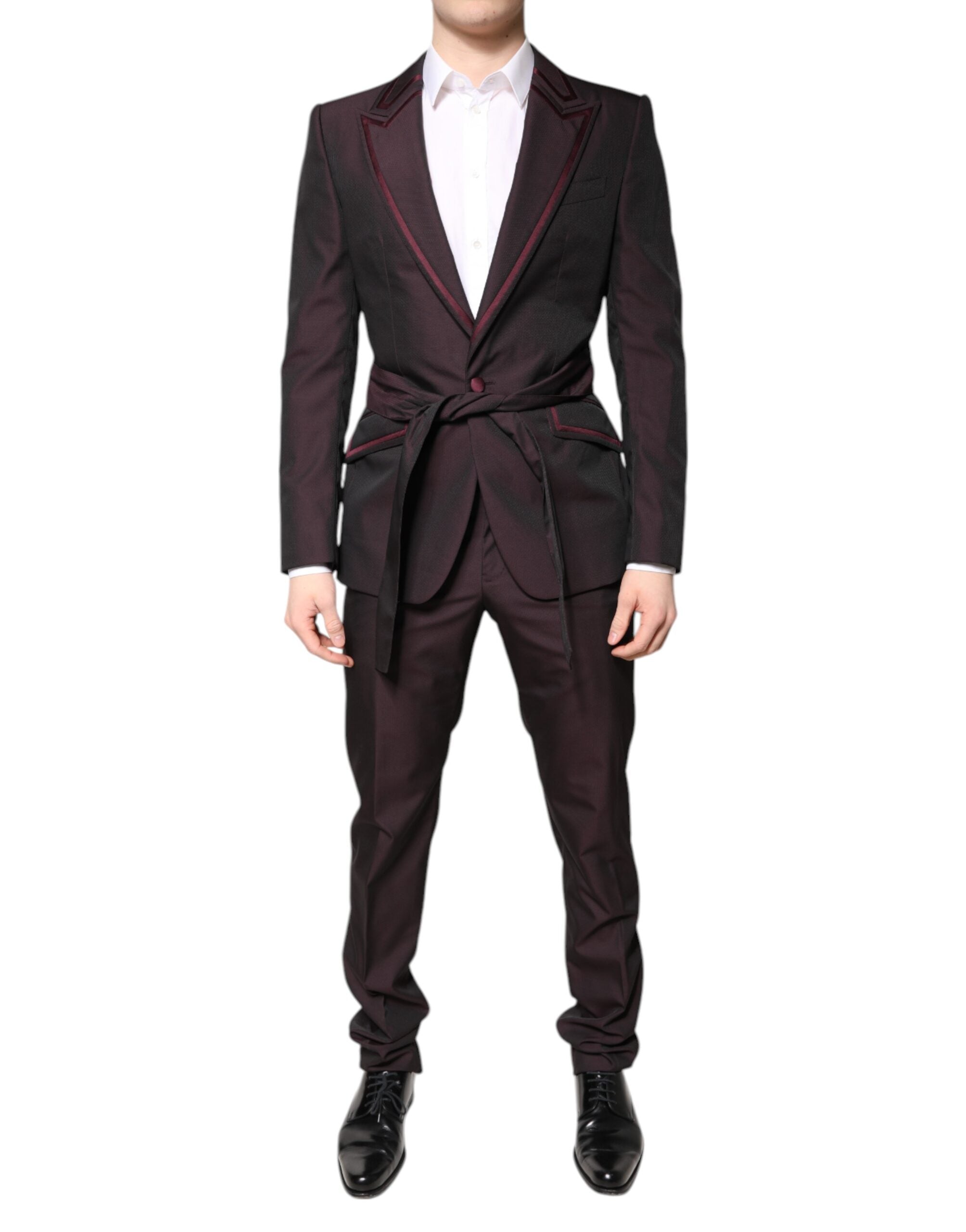 Dolce & Gabbana Maroon Single Breasted Formal 2 Piece Suit Dolce & Gabbana