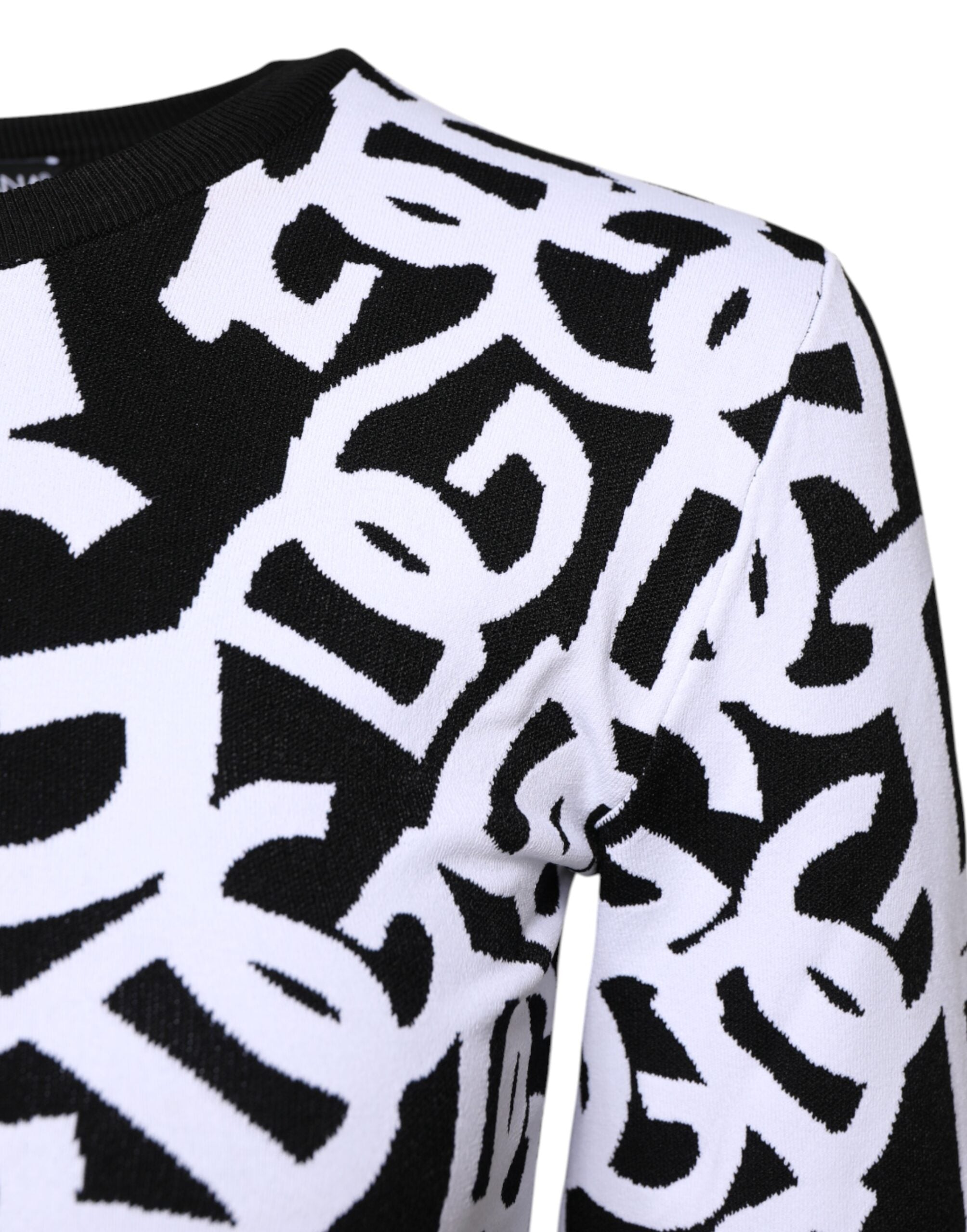 Dolce & Gabbana Black White Logo Print Women Pullover Sweater Dolce & Gabbana