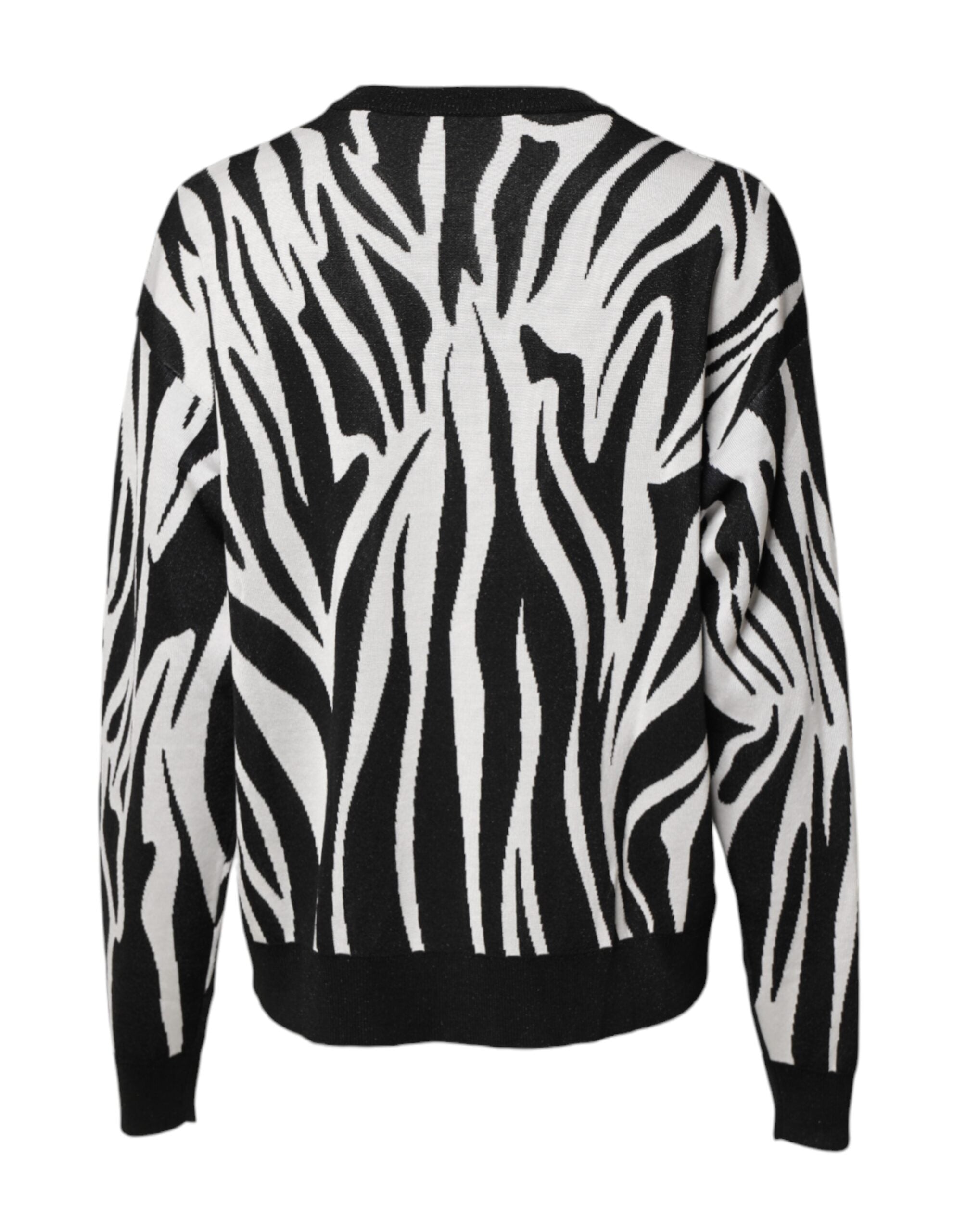 Dolce & Gabbana Black White Print Women Pullover Sweater Dolce & Gabbana