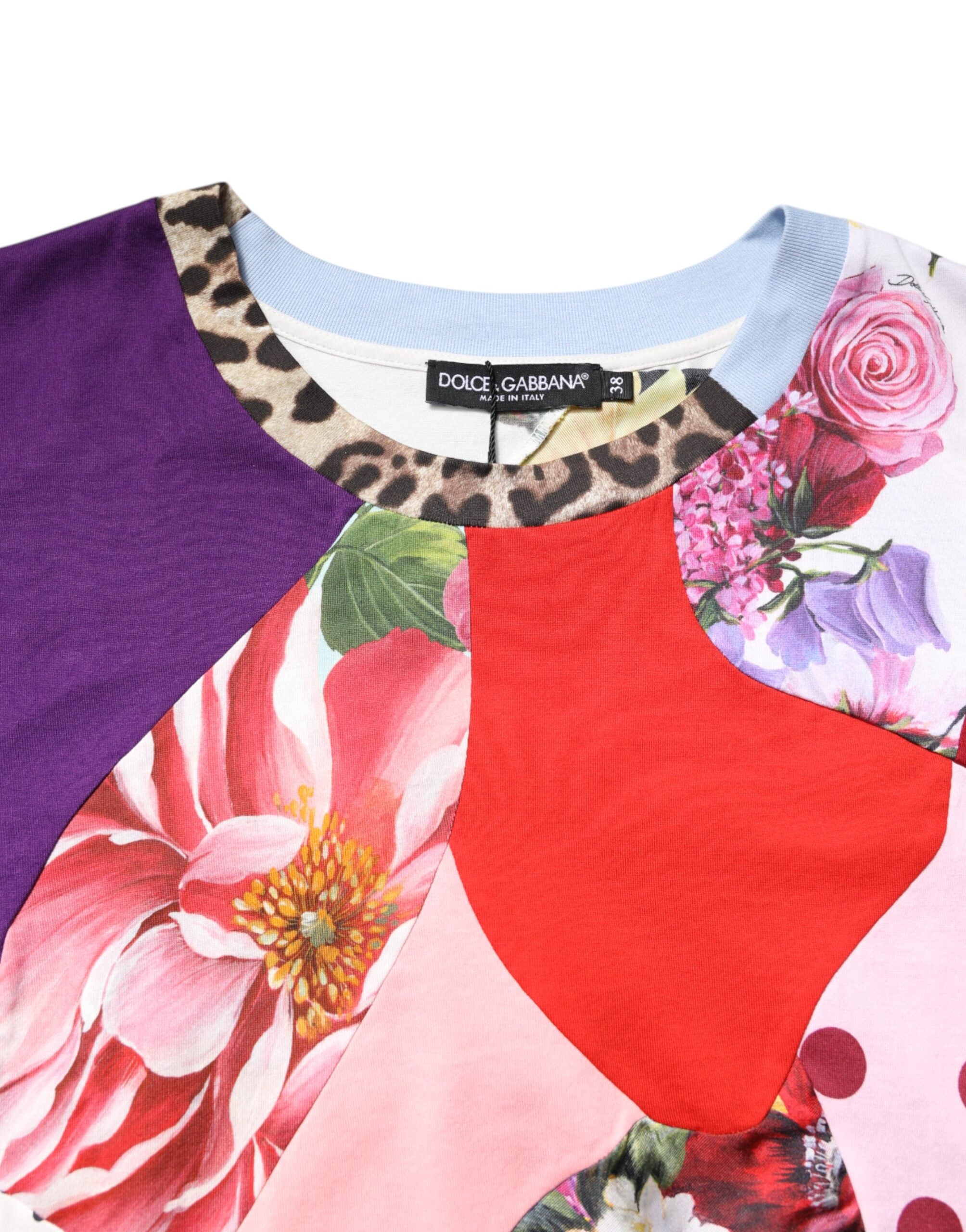 Dolce & Gabbana Multicolor Patchwork Short Sleeve Blouse Top Dolce & Gabbana