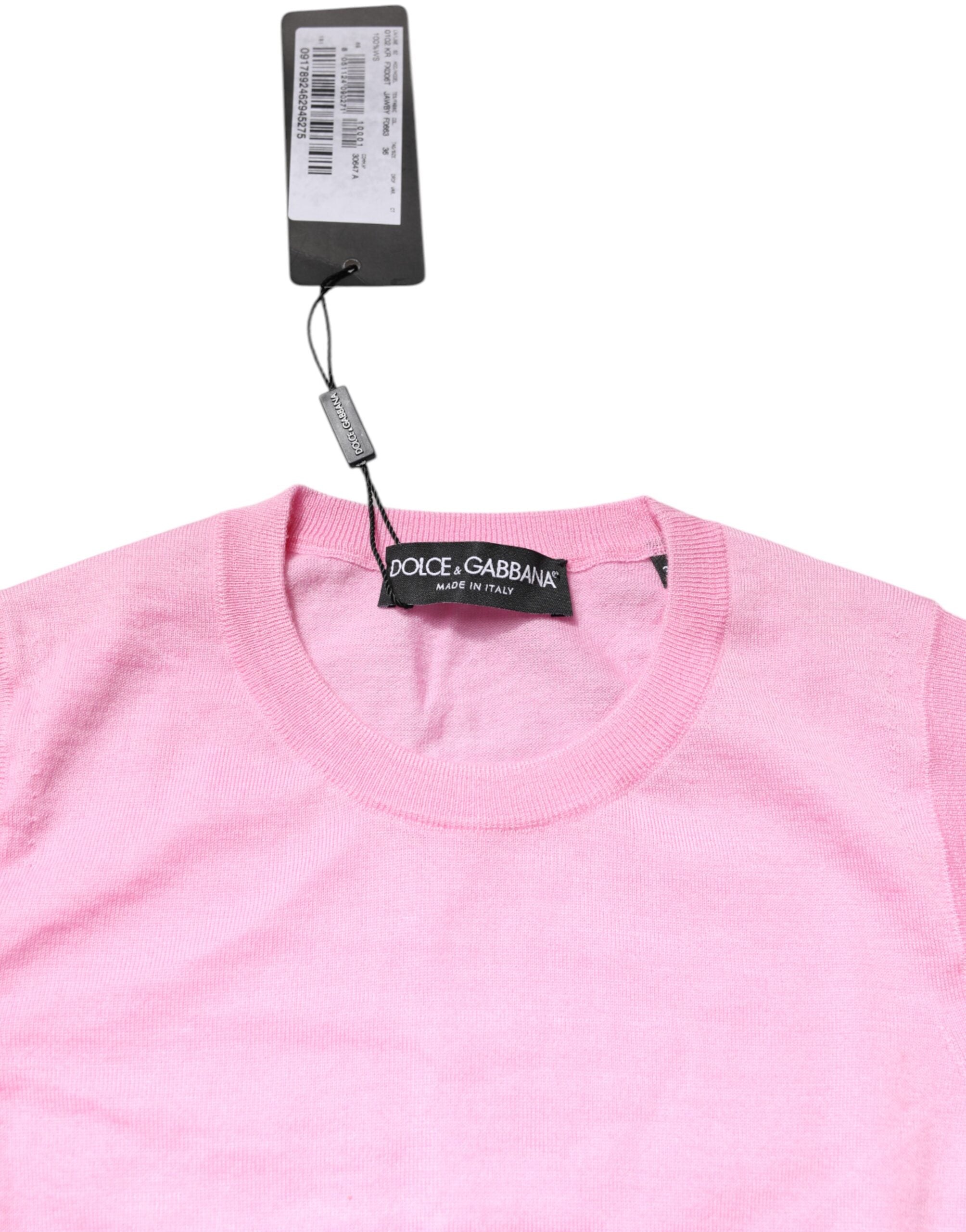 Dolce & Gabbana Pink Cashmere Round Neck Sleeveless Tank Top Dolce & Gabbana