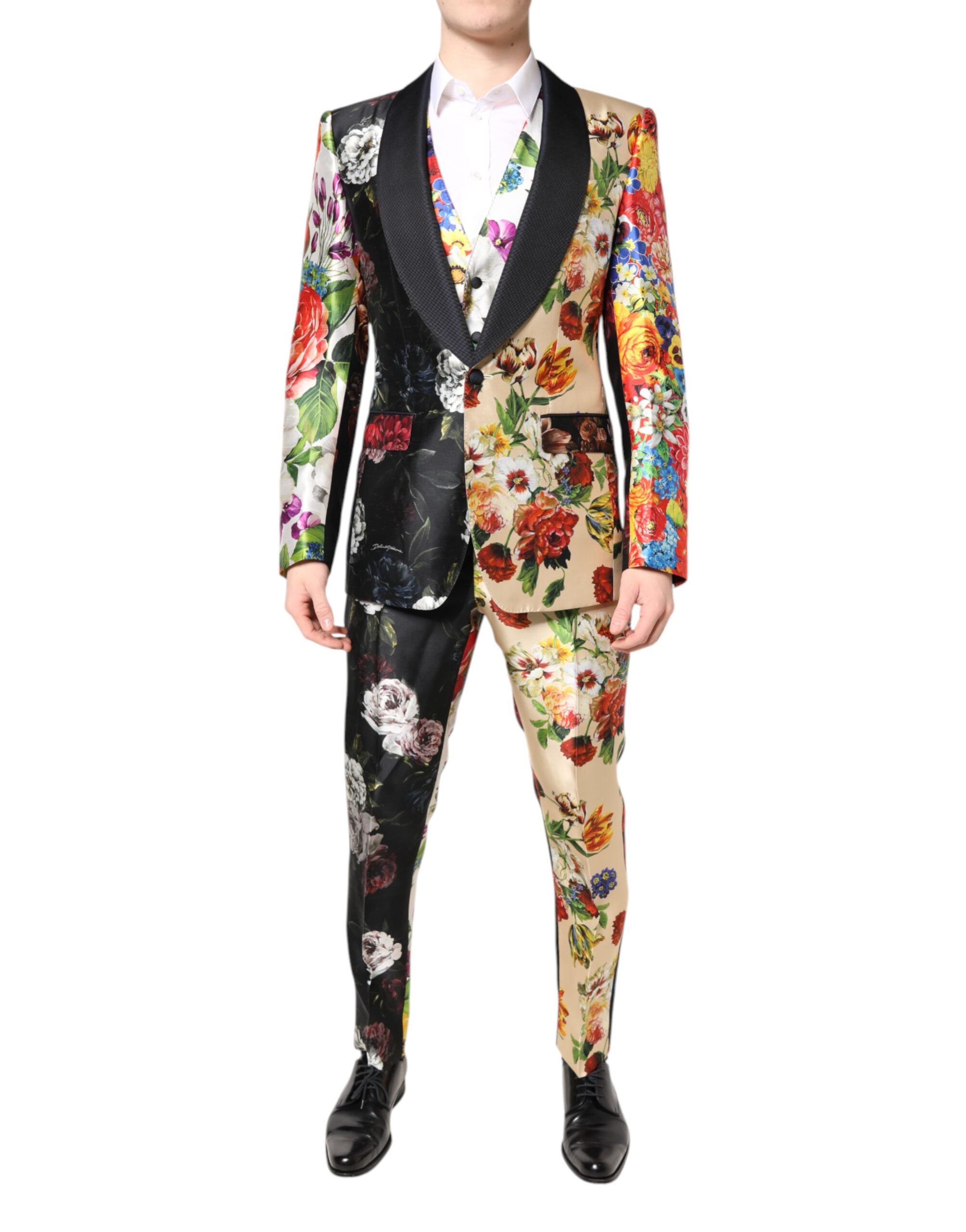 Dolce & Gabbana Multicolor Floral SICILIA Silk 3 Piece Suit Dolce & Gabbana