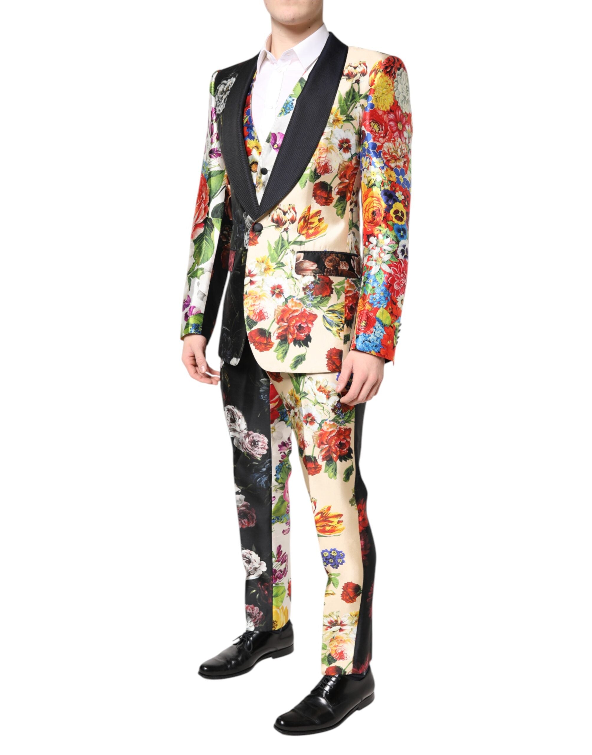 Dolce & Gabbana Multicolor Floral SICILIA Silk 3 Piece Suit Dolce & Gabbana