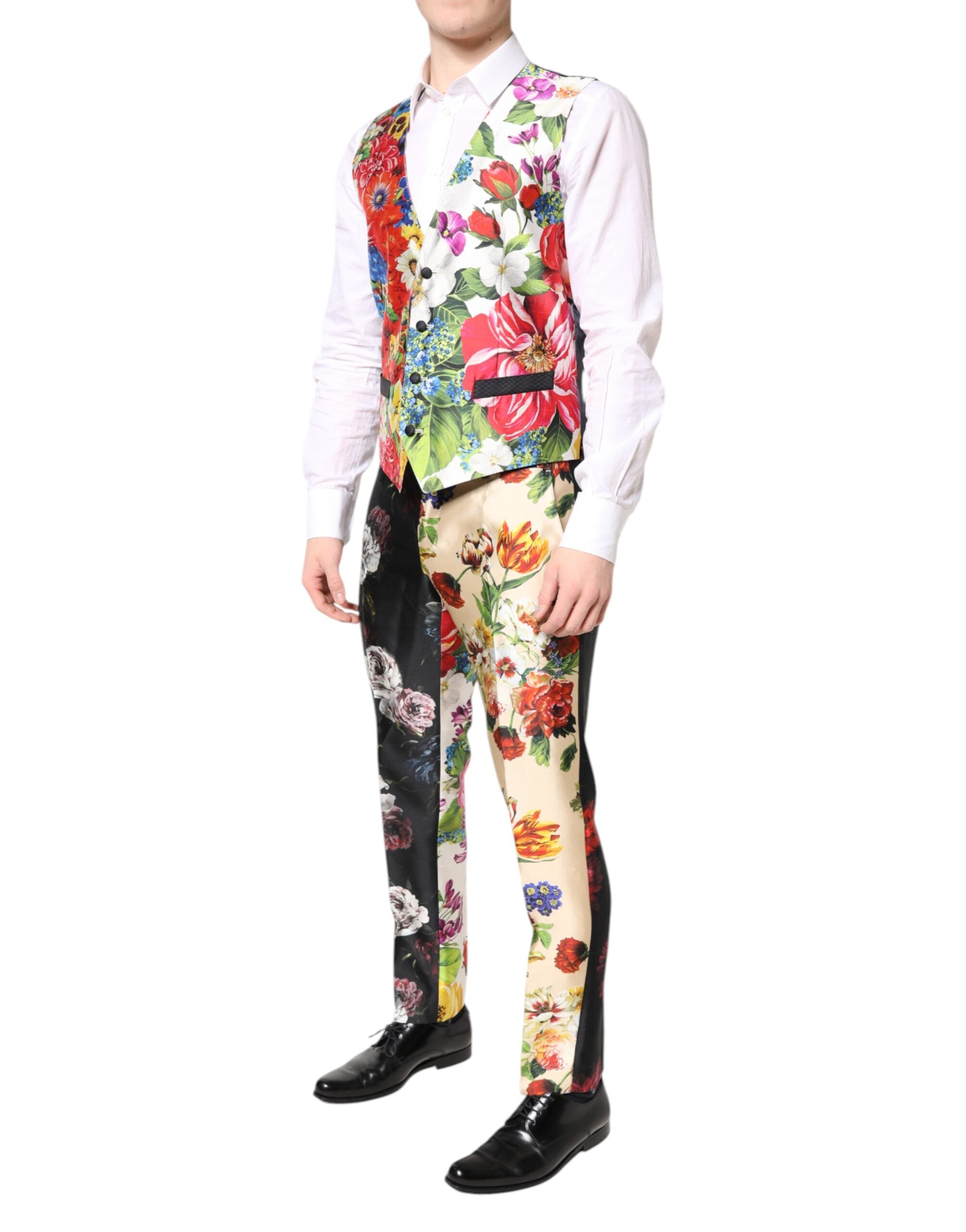 Dolce & Gabbana Multicolor Floral SICILIA Silk 3 Piece Suit Dolce & Gabbana
