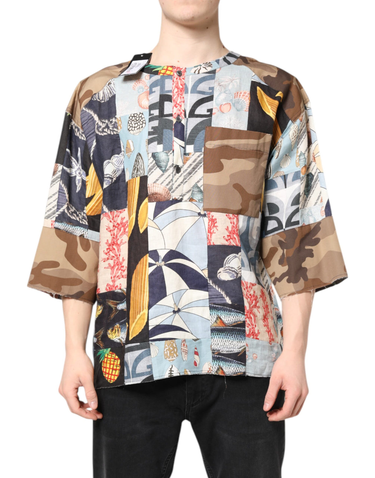 Dolce & Gabbana Multicolor Patchwork Short Sleeves Shirt