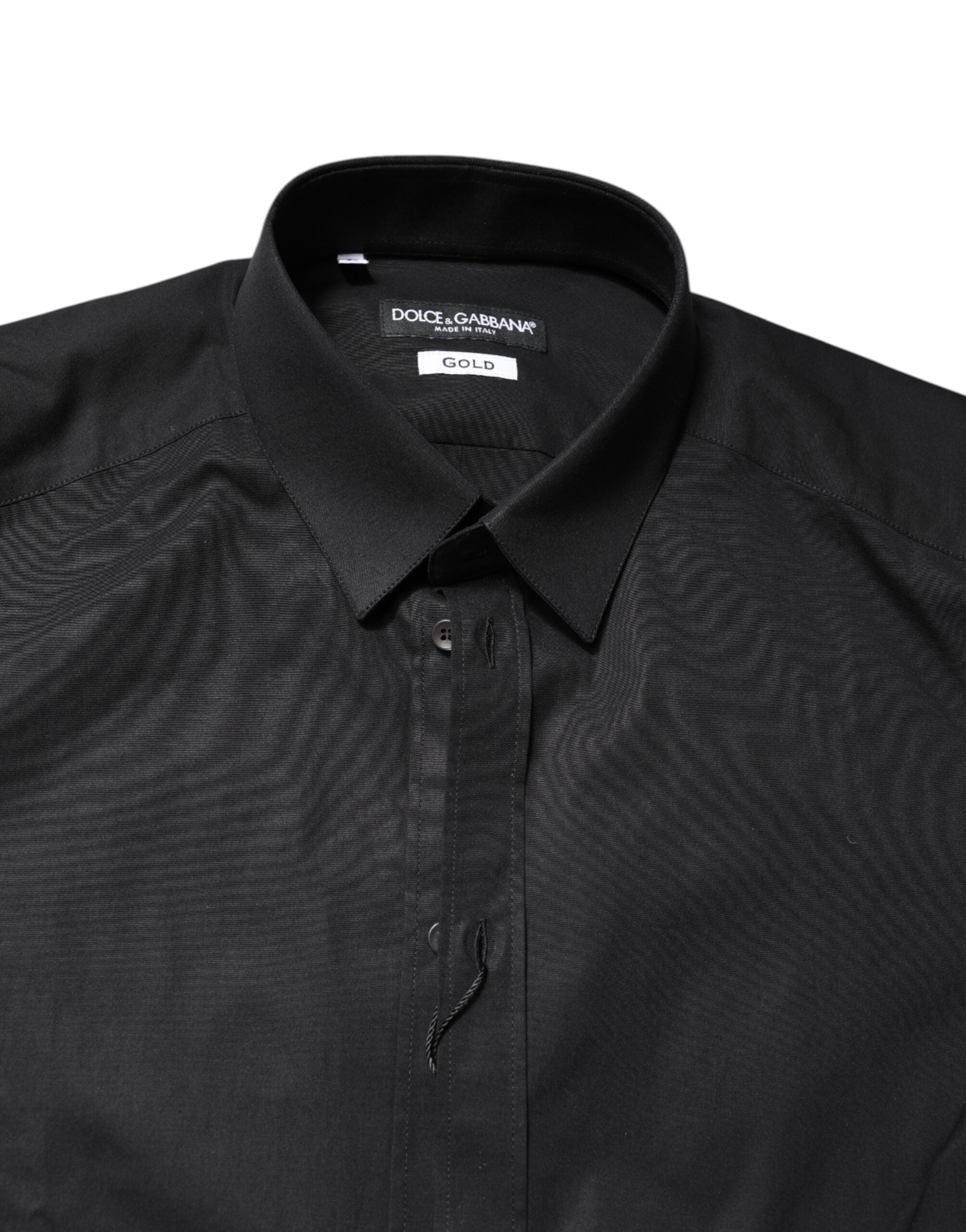 Dolce & Gabbana Black GOLD Cotton Long Sleeves Dress Shirt Dolce & Gabbana