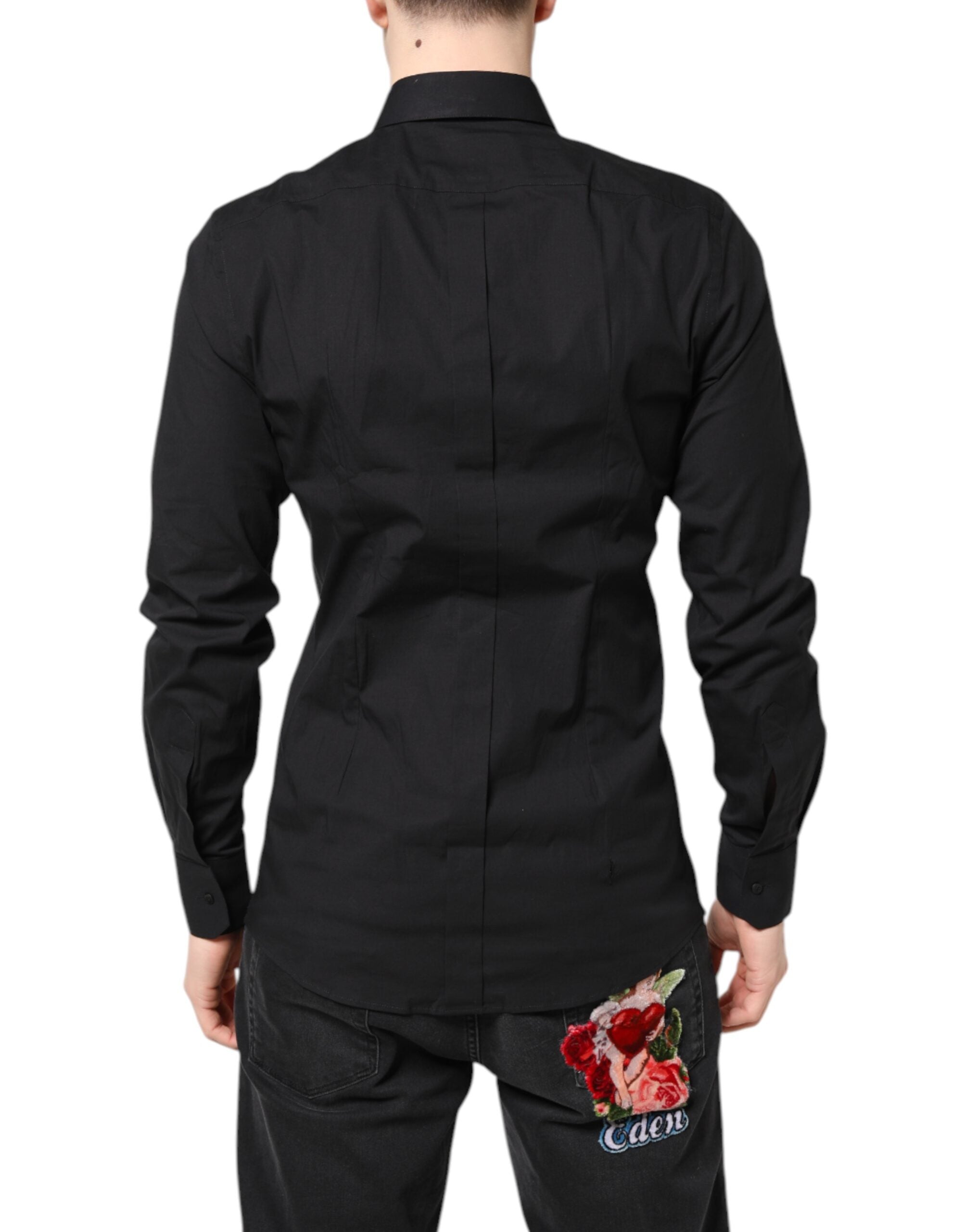 Dolce & Gabbana Black GOLD Cotton Dress Formal Shirt Dolce & Gabbana
