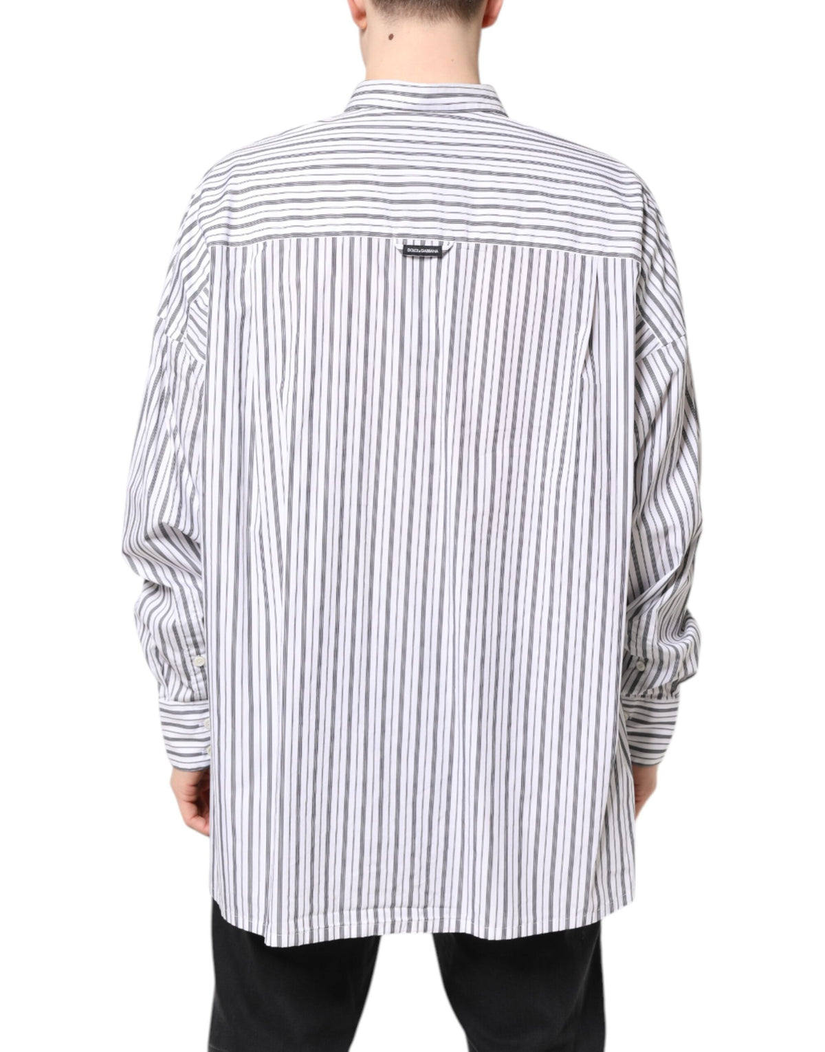Dolce & Gabbana White Black Stripe Button Down Casual Shirt