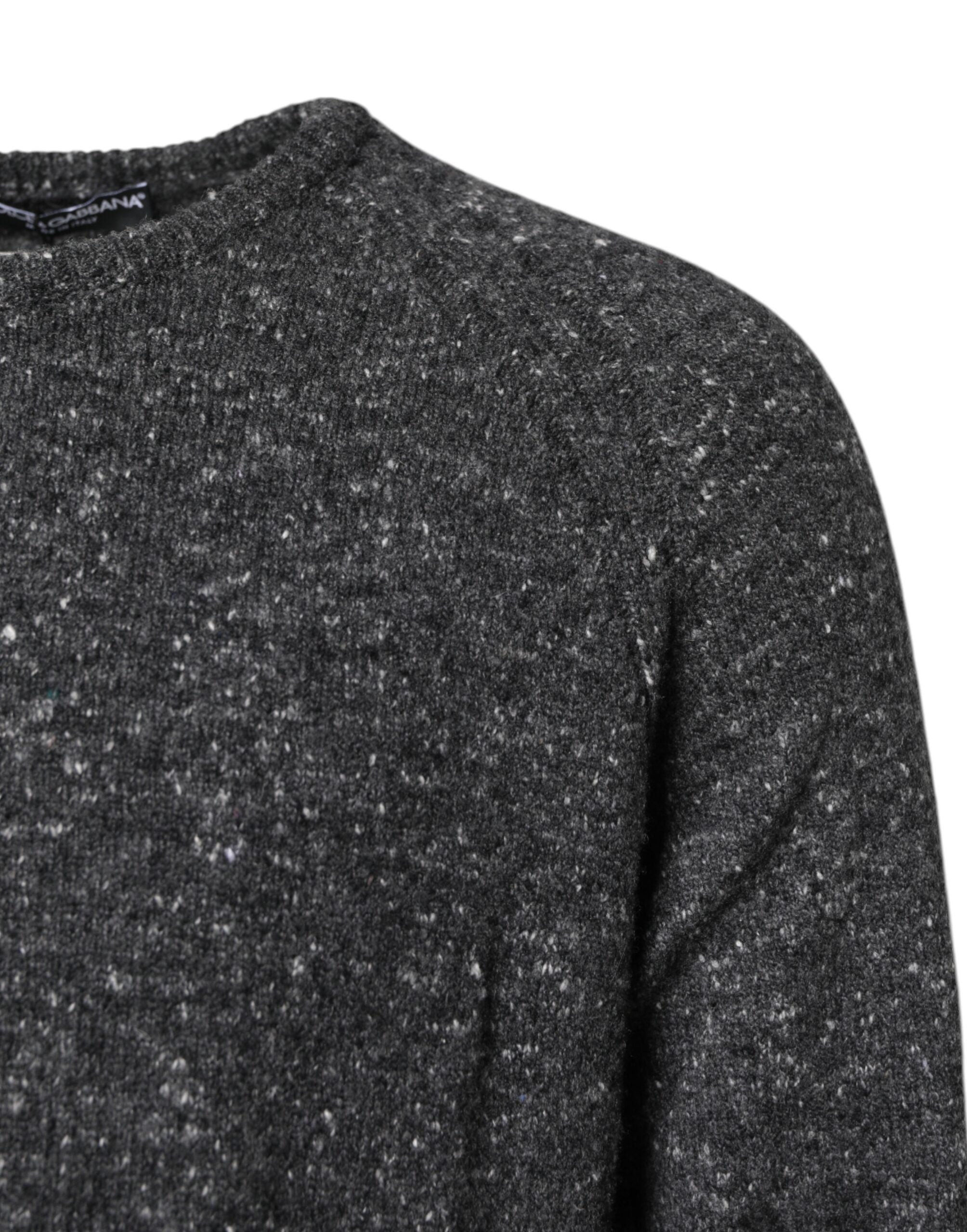 Dolce & Gabbana Gray Wool Knitted Round Neck Pullover Sweater Dolce & Gabbana