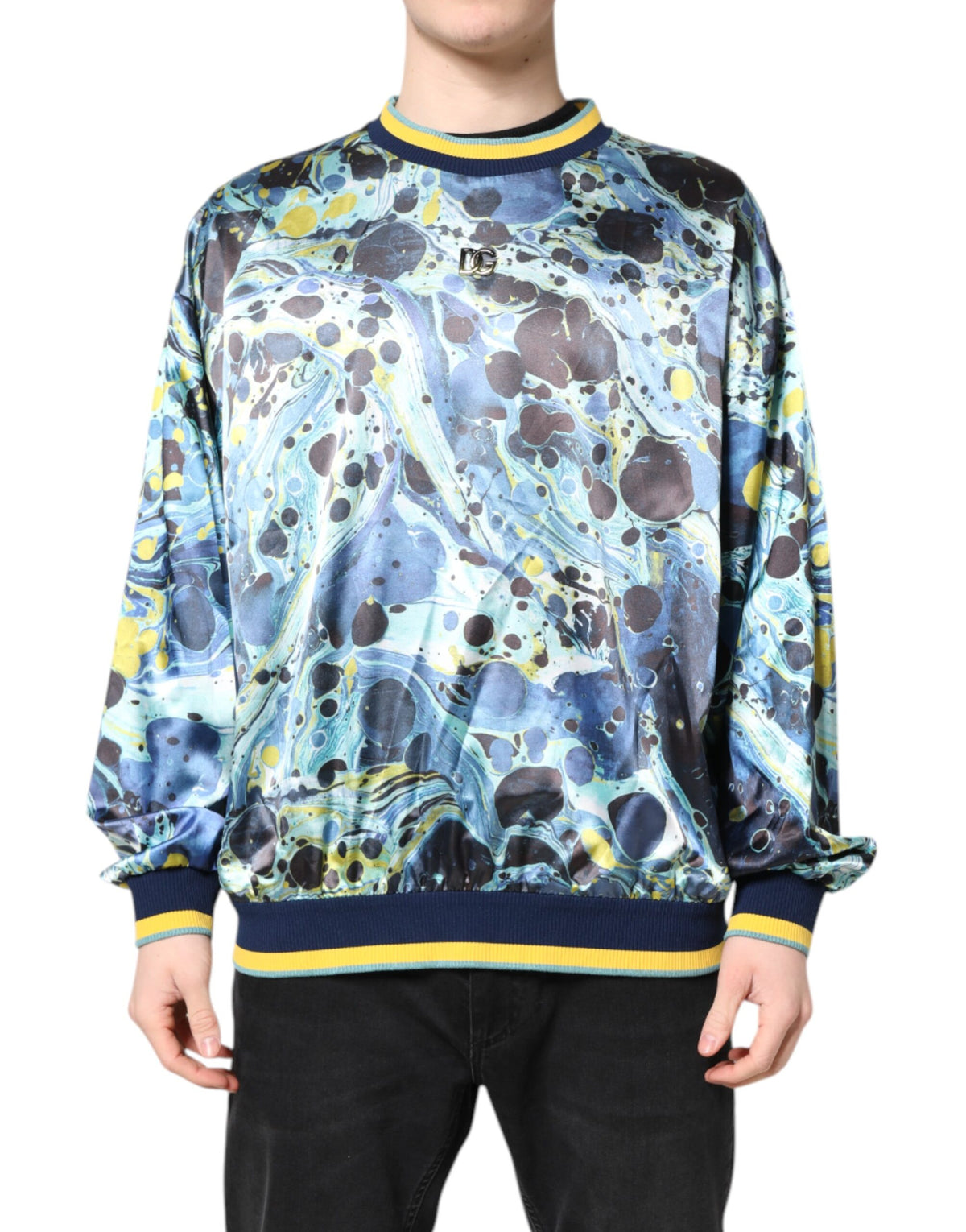 Dolce & Gabbana Multicolor Marble Print Men Pullover Sweater