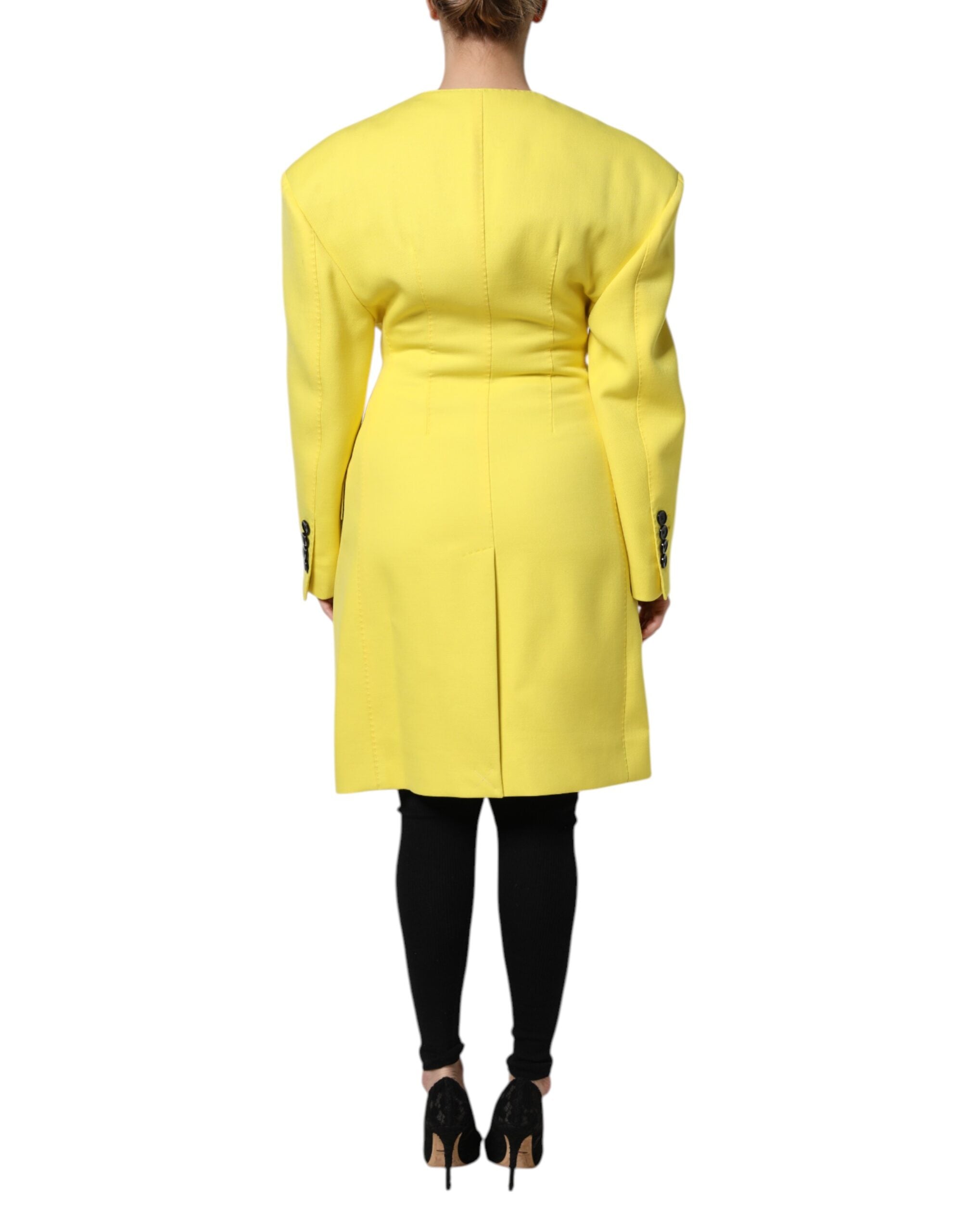 Dolce & Gabbana Yellow Double Breasted Trench Coat Jacket Dolce & Gabbana