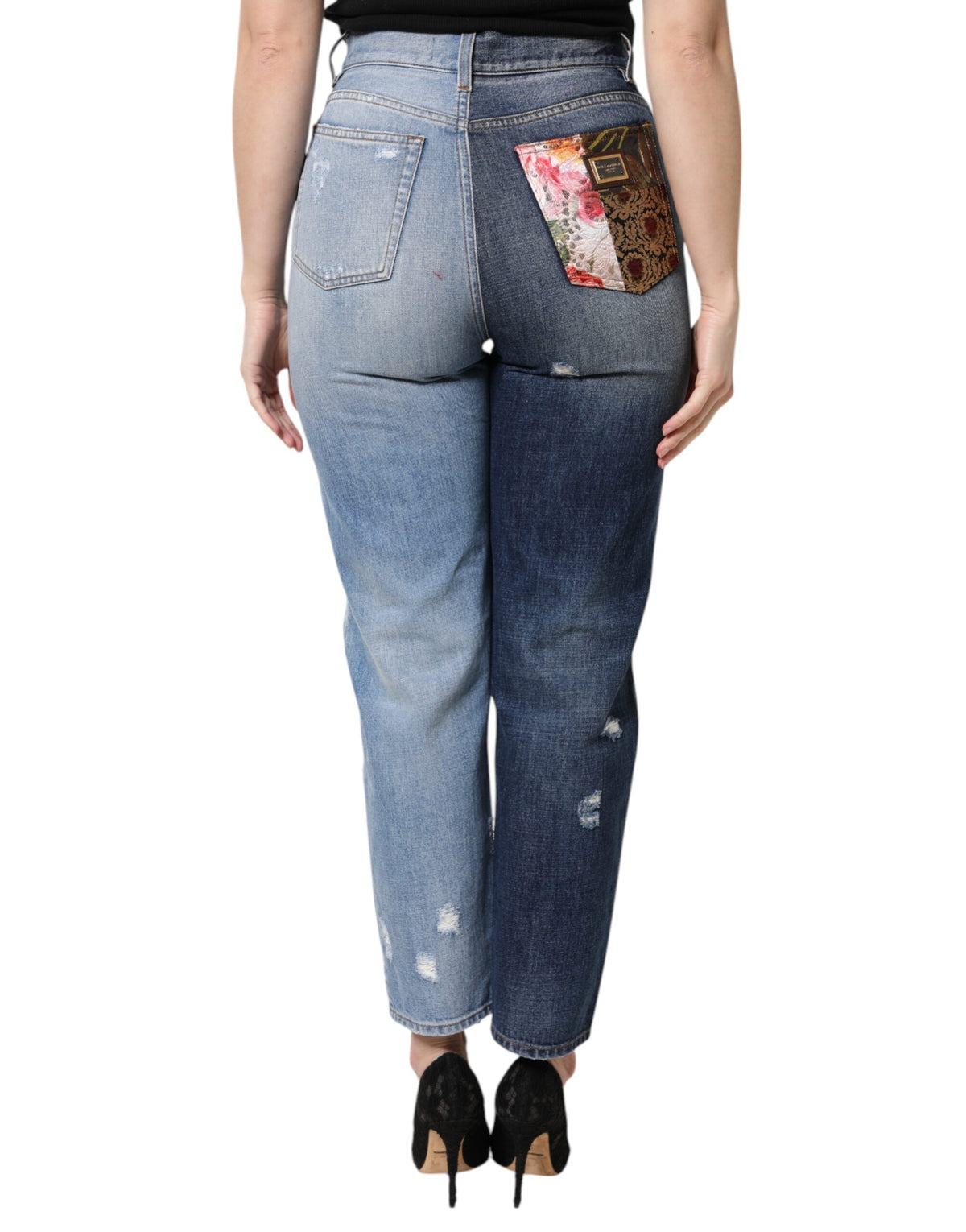 Dolce & Gabbana Multicolor Patchwork High Waist Denim Jeans
