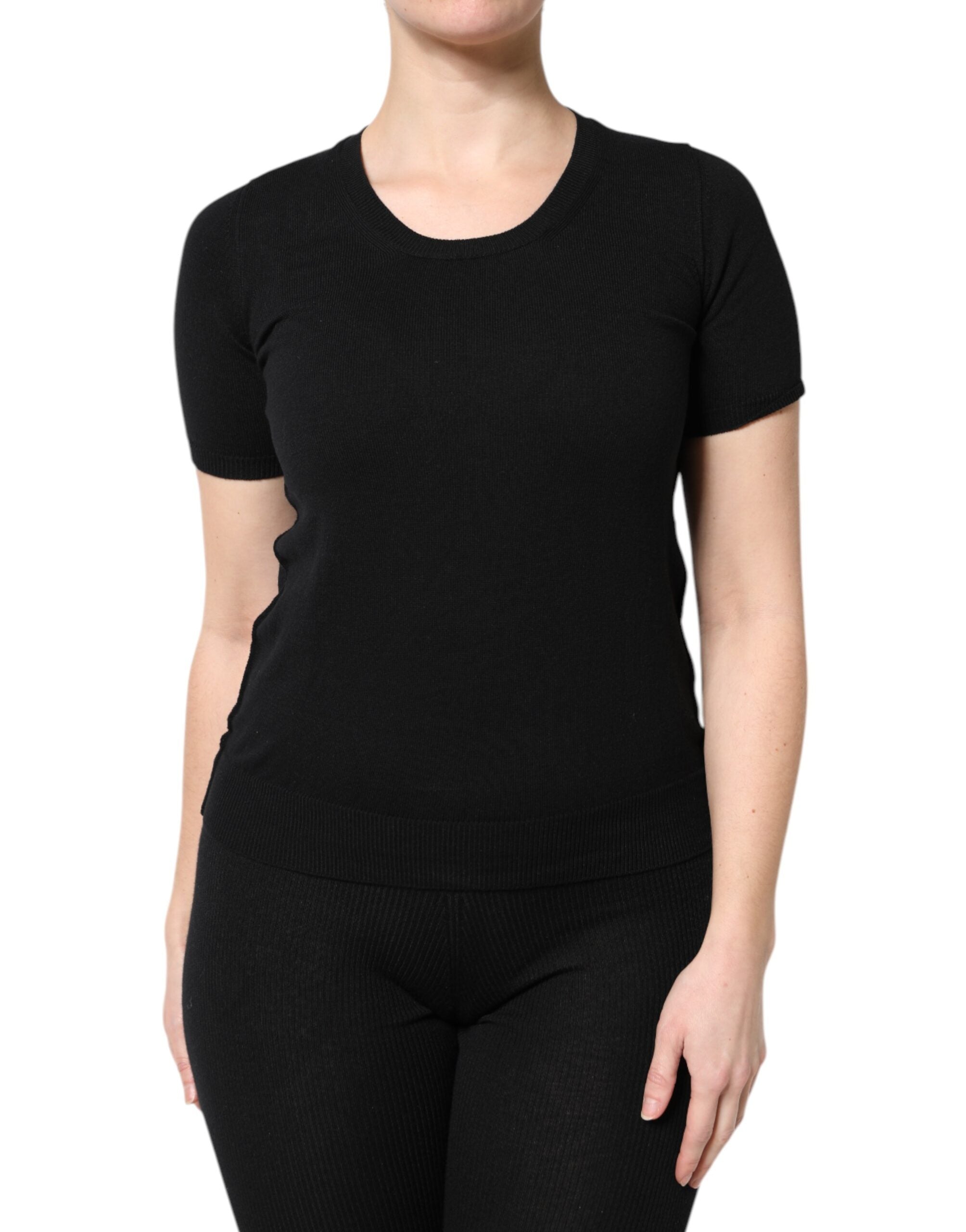 Dolce & Gabbana Black Cotton Round Neck Short Sleeve T-shirt Dolce & Gabbana