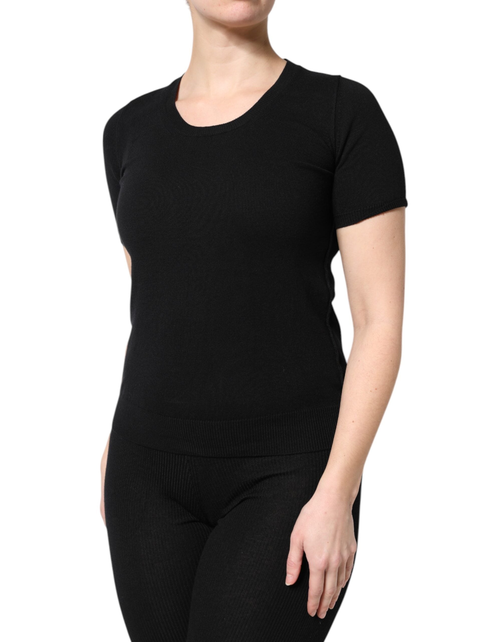Dolce & Gabbana Black Cotton Round Neck Short Sleeve T-shirt Dolce & Gabbana