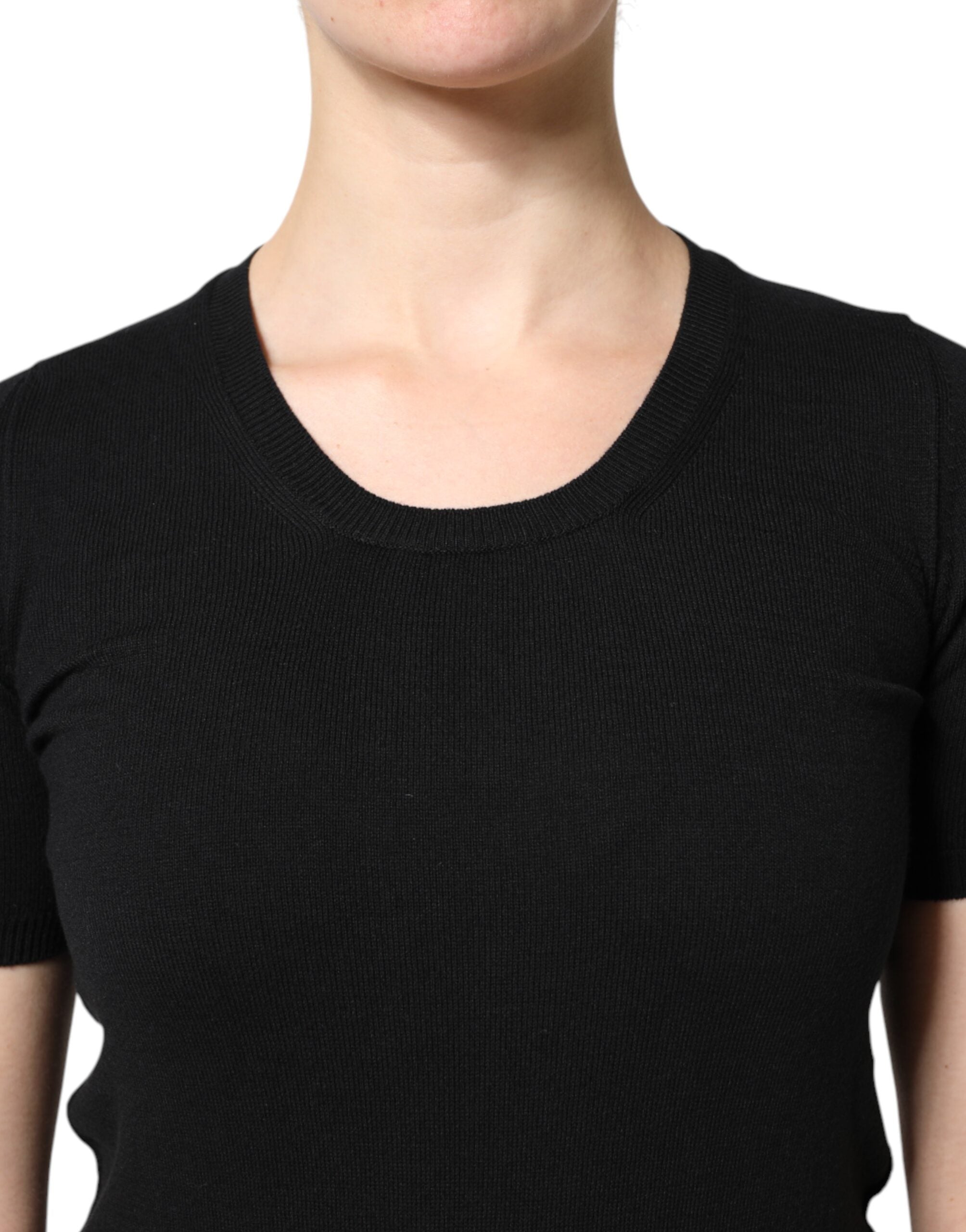 Dolce & Gabbana Black Cotton Round Neck Short Sleeve T-shirt Dolce & Gabbana
